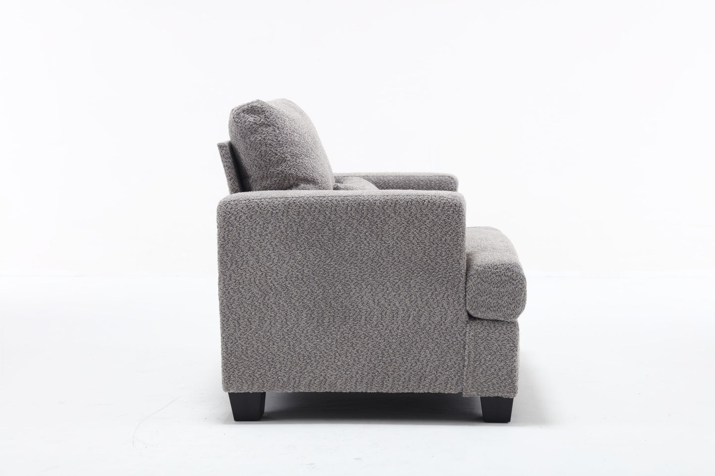 Elegant White and Gray Modern Chair for Living Room or Sofas, with Square Armrest and Removable Back Cushion