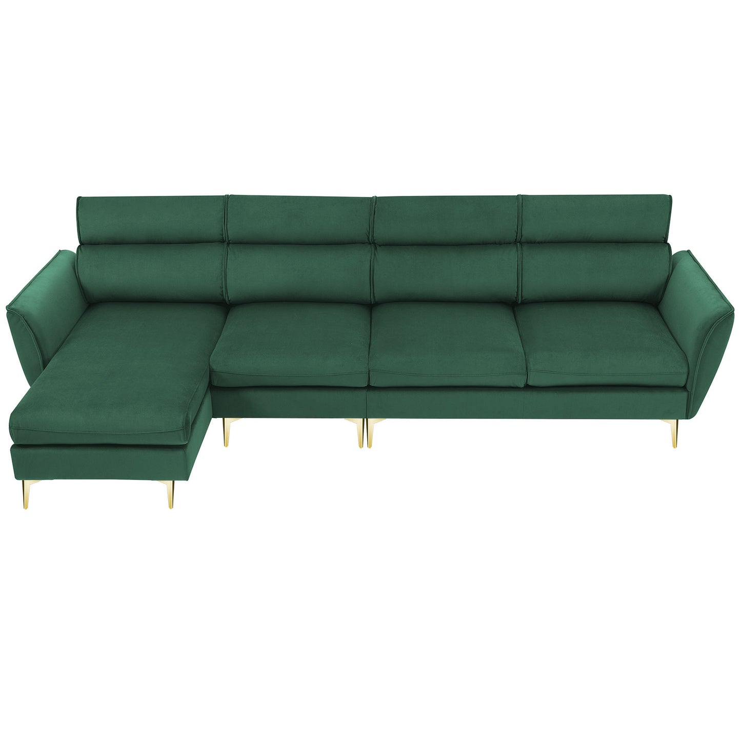 Convertible Flannel Sectional Sofa with Reversible Chaise