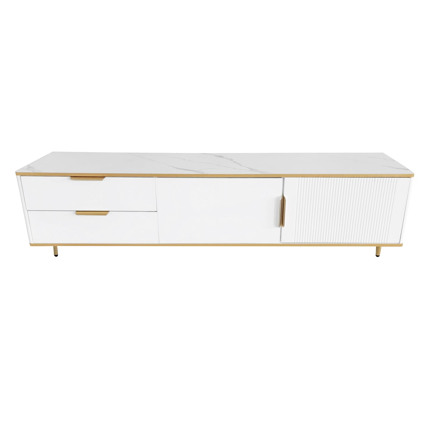 Luxurious Marble-Top TV Stand with Ample Storage