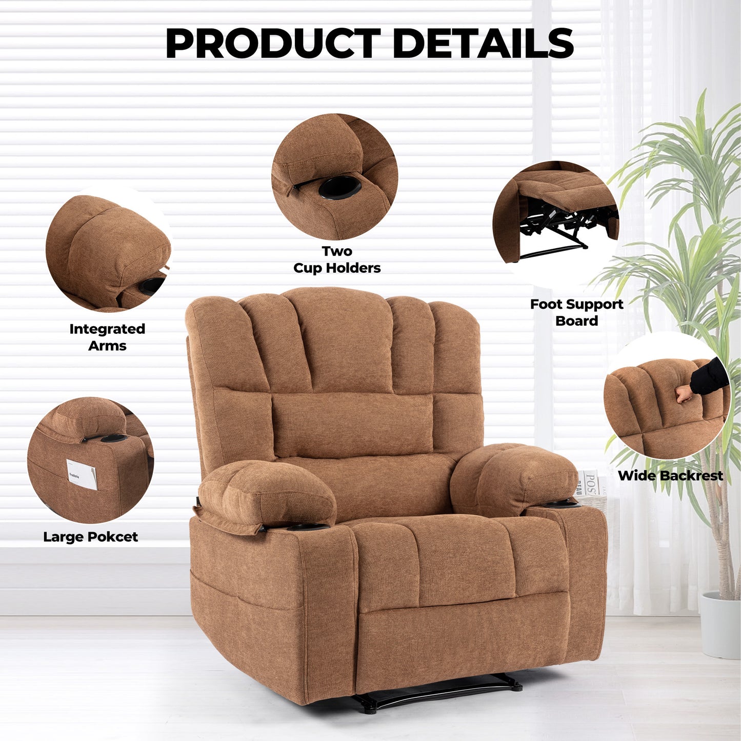 Heated Massage Recliner Chair with Extended Reclining