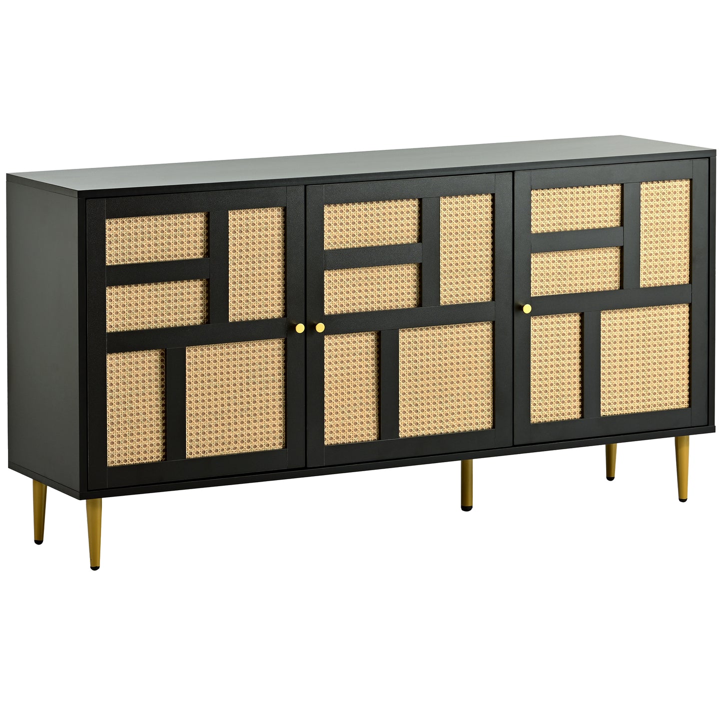 Modern Entertainment Console Table with Rattan Doors for TVs up to 55