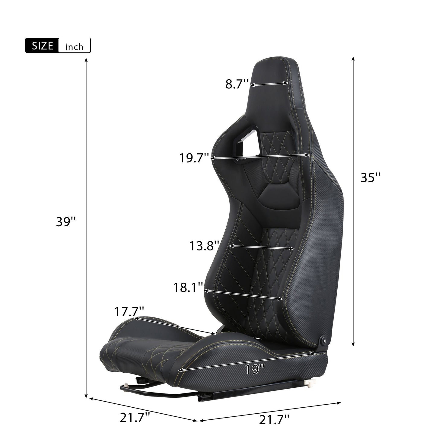 Ergonomic PVC Racing Simulator Game Seats, Black with Adjustable Double Slides