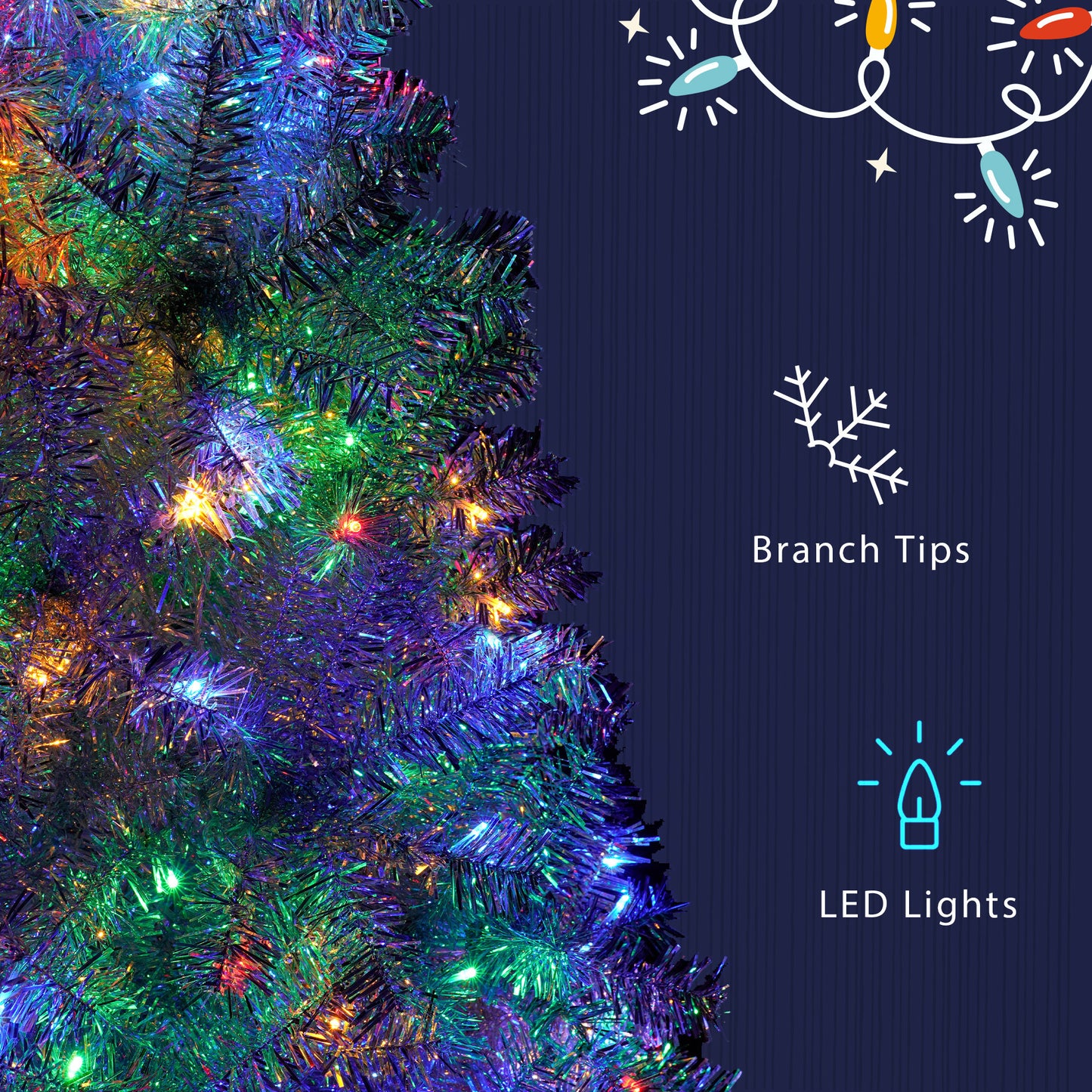 Gorgeous 6 FT Fir Bent Top Christmas Tree With Colorful LED Lights and Golden Star