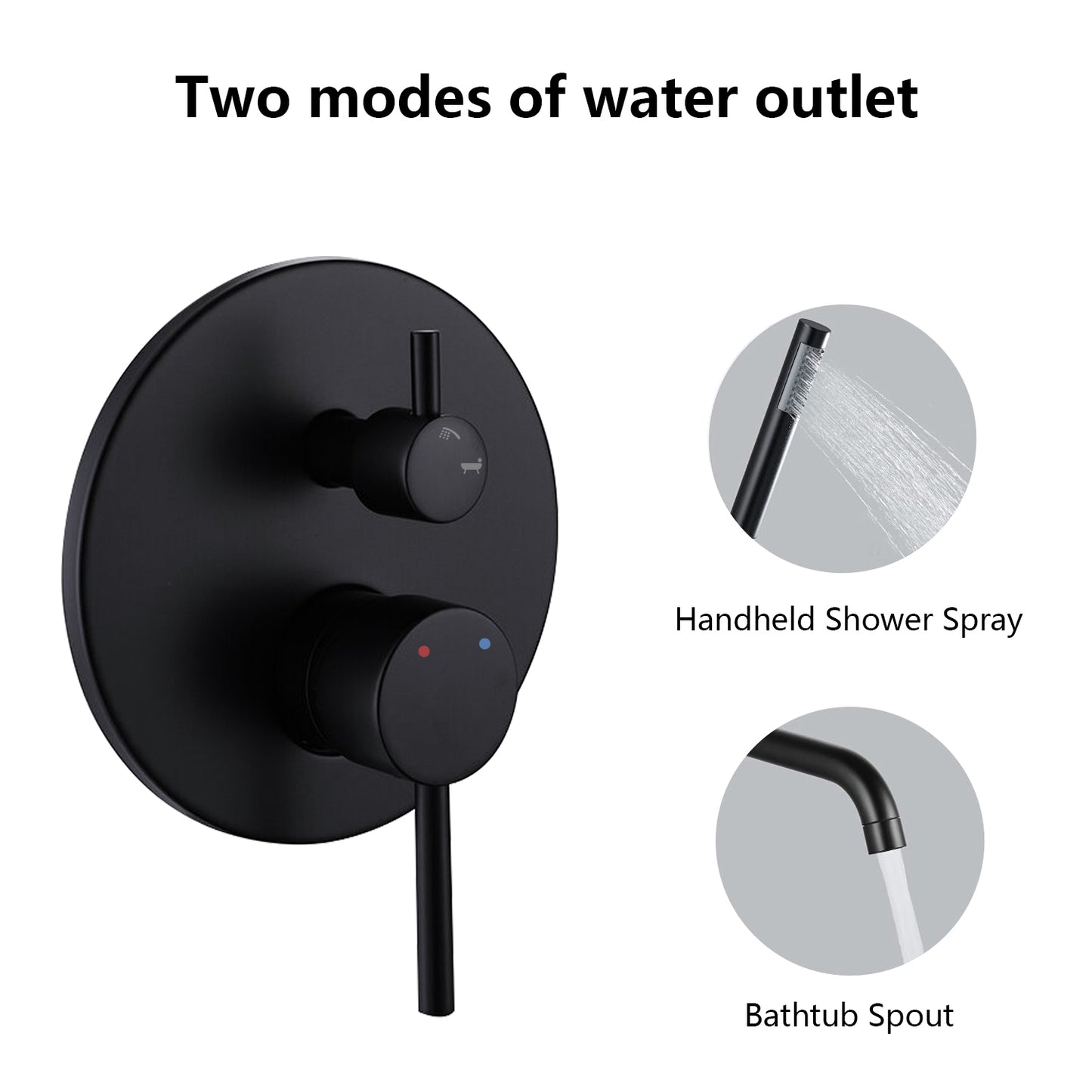 Matte Black 1-Handle Tub and Shower Faucet Set with Handheld Spray