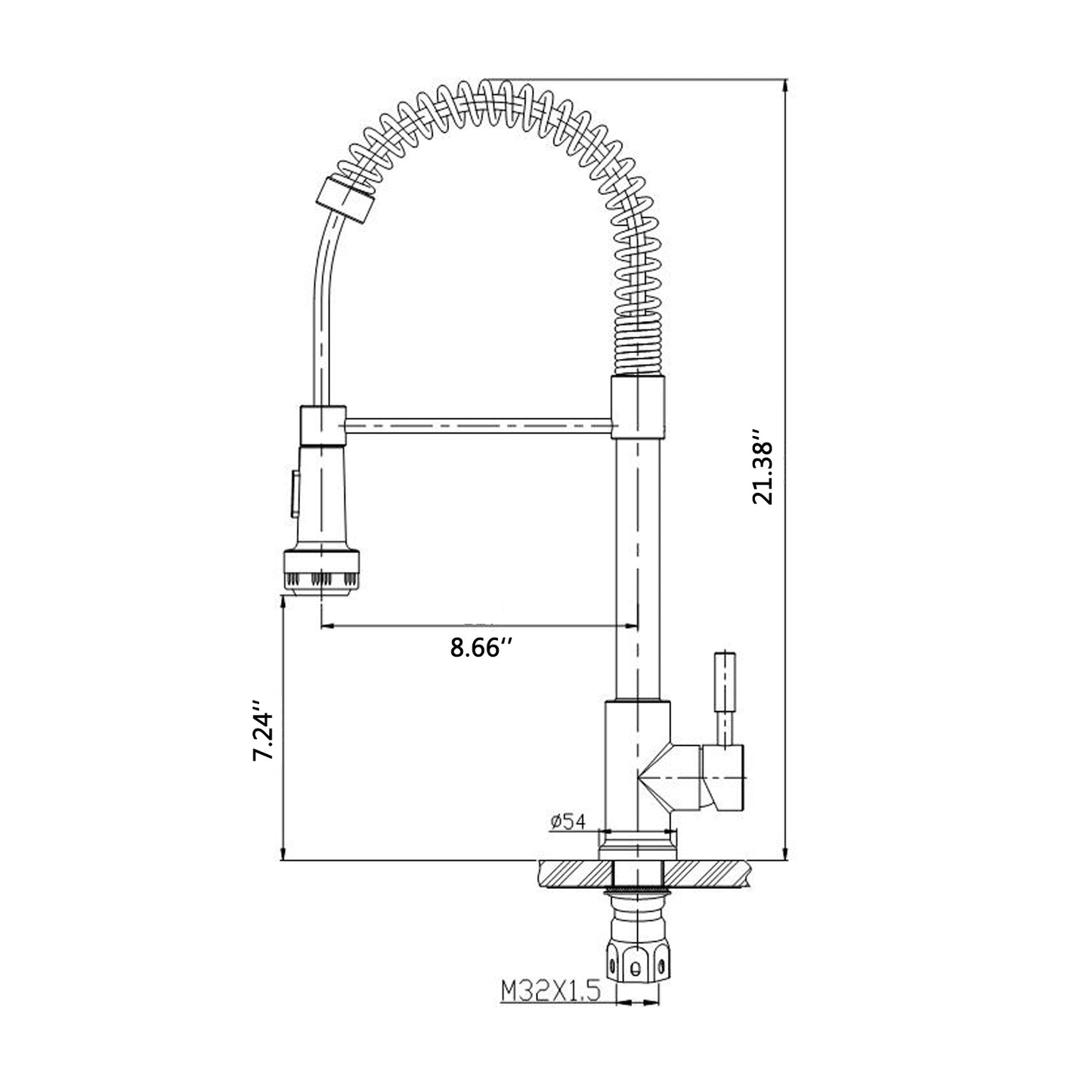 Single Handle Single Lever Pull Down Sprayer Spring Kitchen Sink Faucet Matte Black