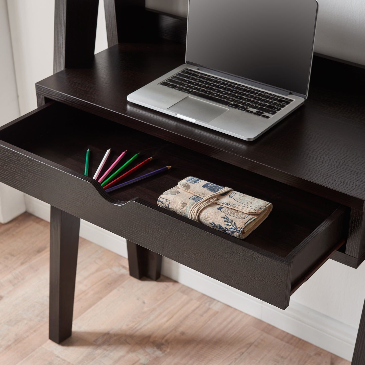 Cocoa Red Desk with Shelves and Drawer