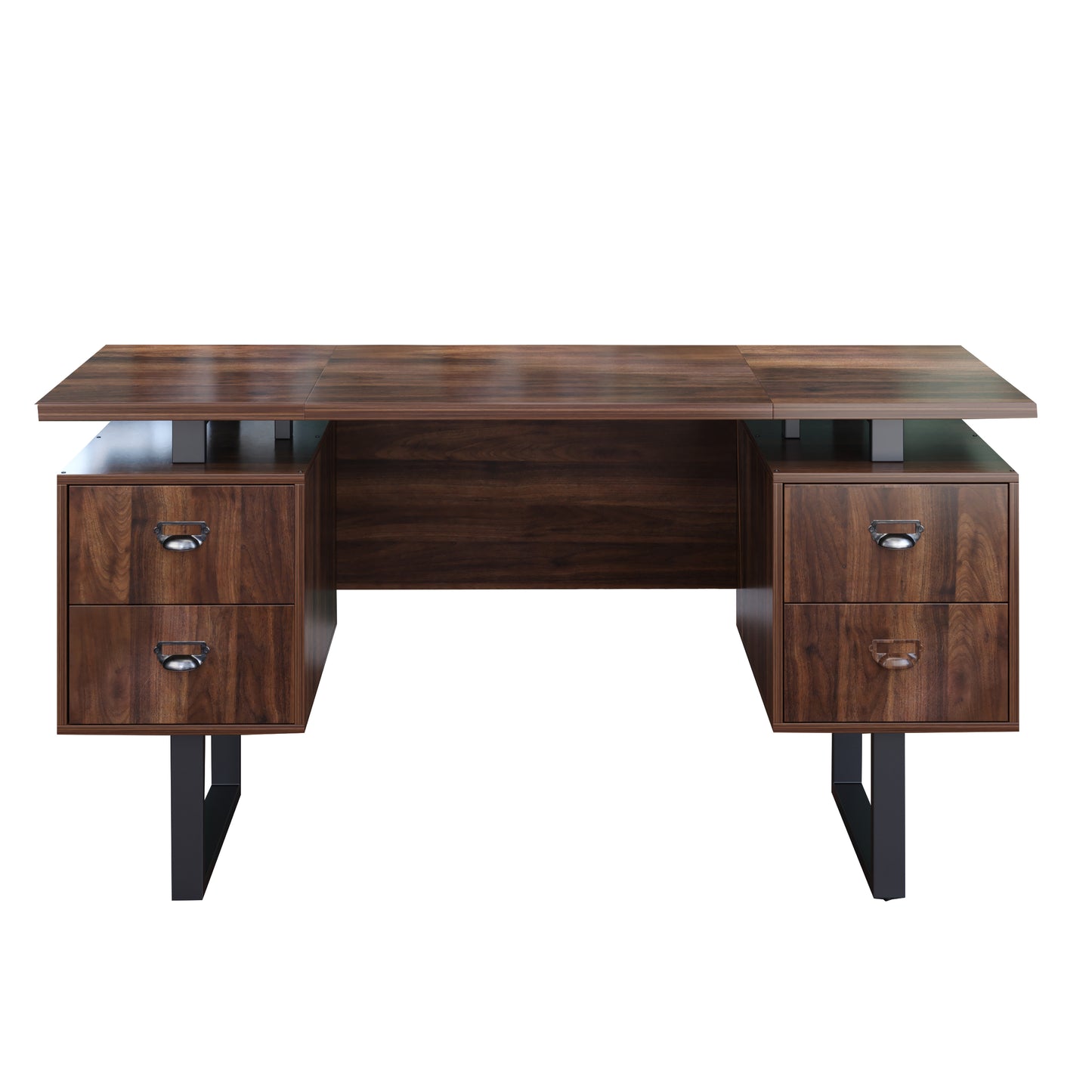 Elegant Walnut Desk for Home Office with 4 Drawers