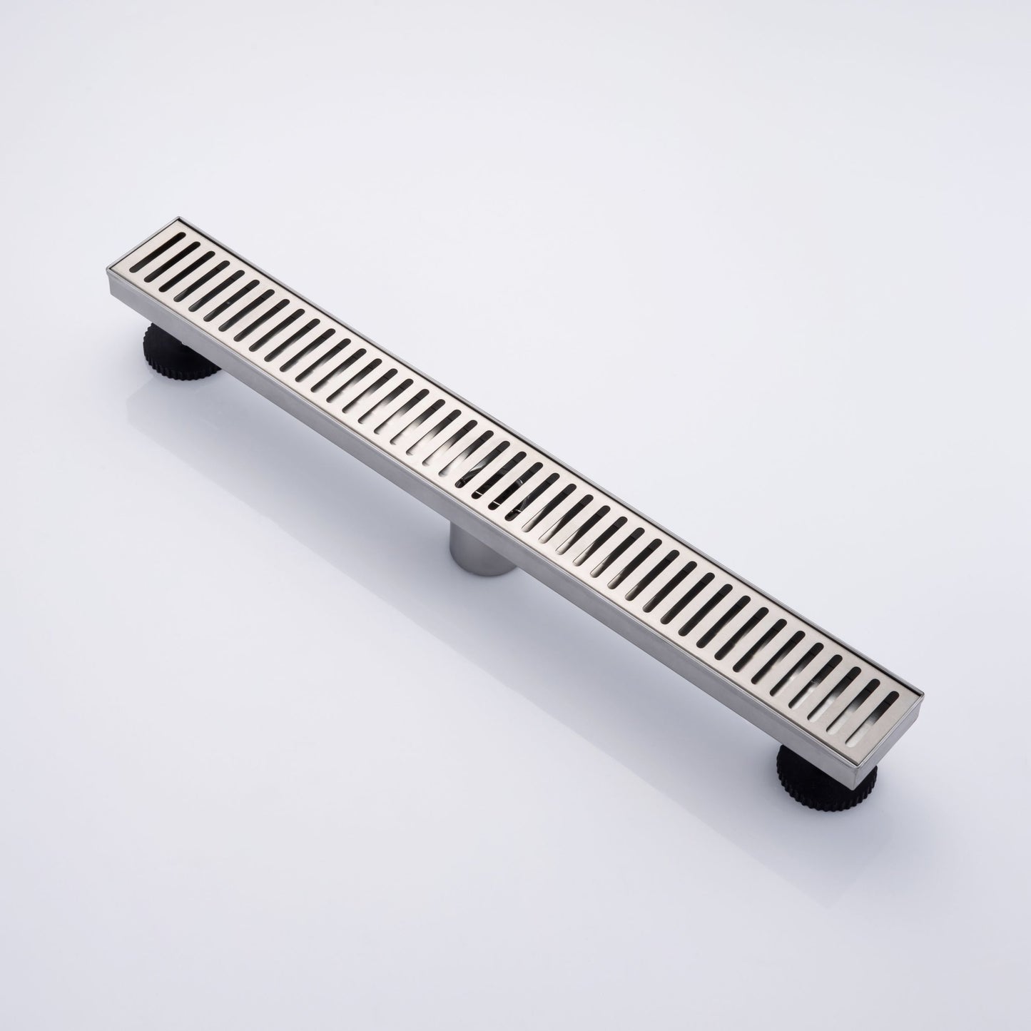 Brushed Nickel Linear Grid Shower Drain with Modern Design