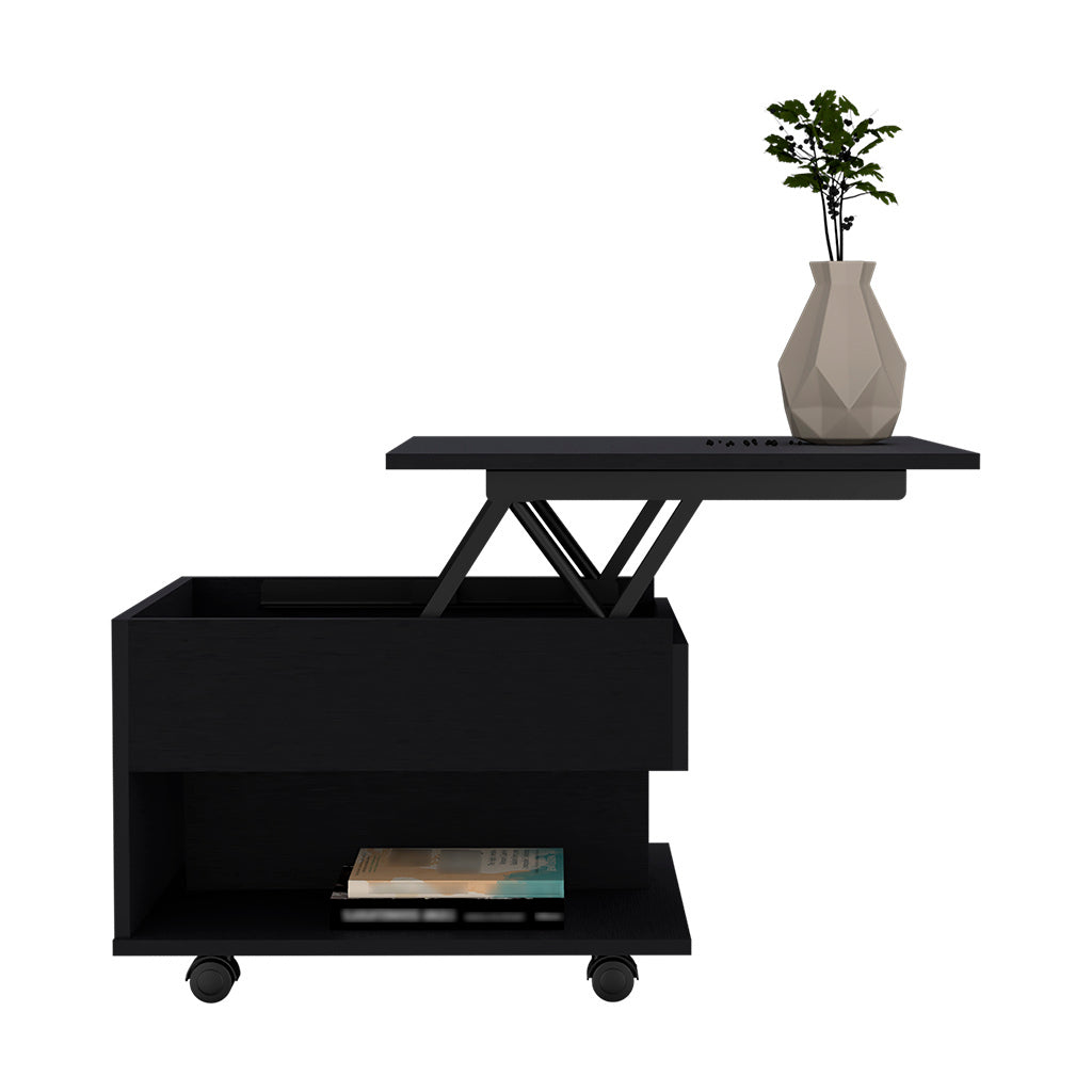 Mercuri Lift Top Coffee Table with Casters, Black Wengue Finish