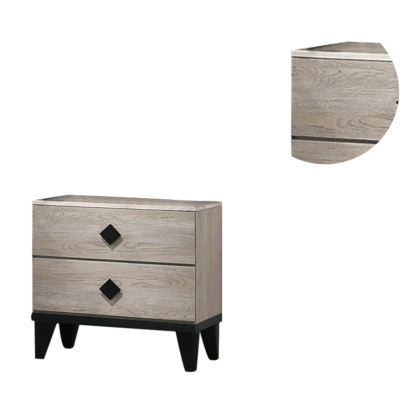 Smithson Nightstand With 2 Drawers Storage in Cream Finish