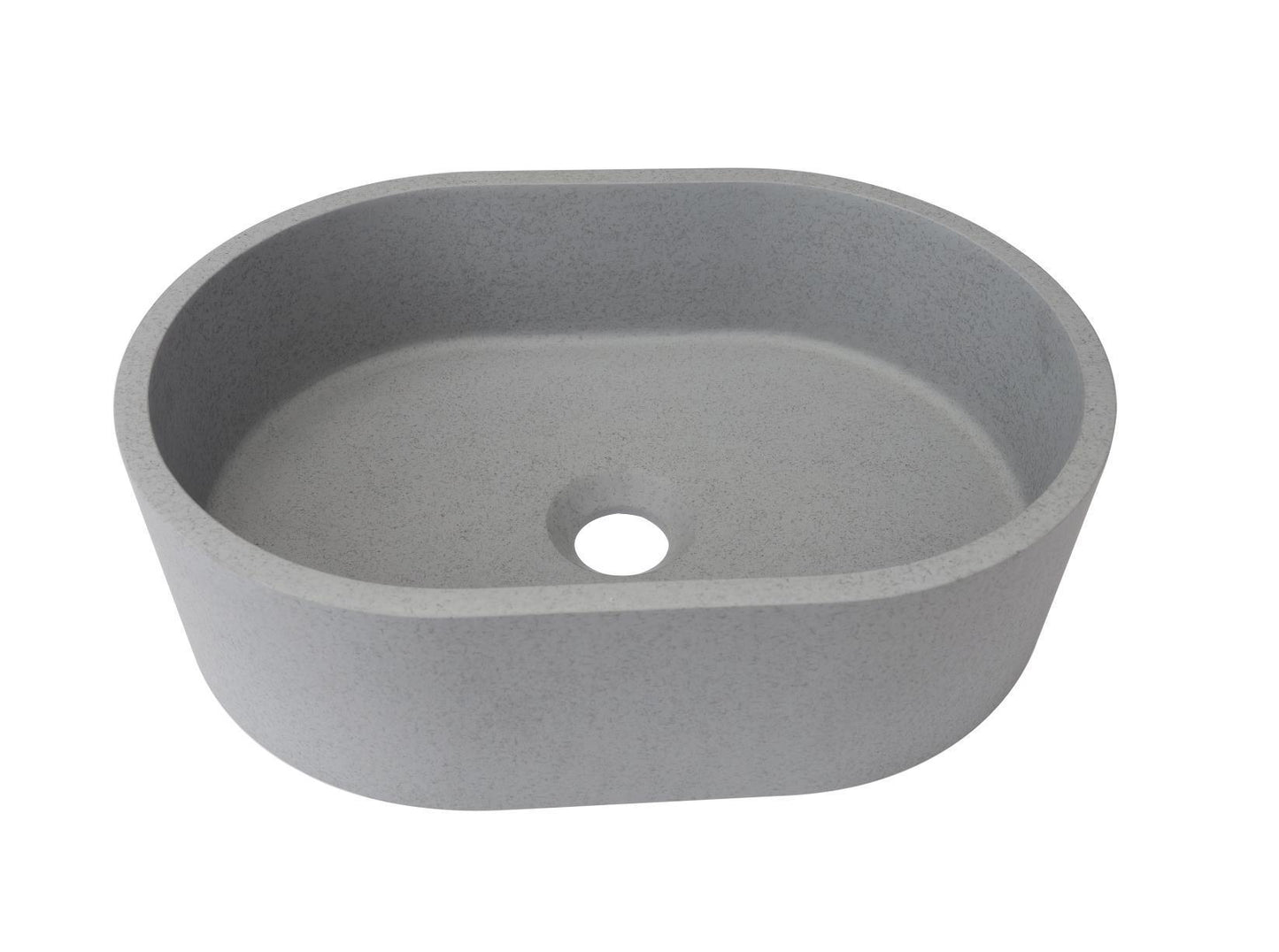 Double Oval Concrete Vessel Bathroom Sink Handmade Concreto Stone Basin Counter Freestanding  Bathroom Vessel  Sink in Grey without  Faucet and Drain