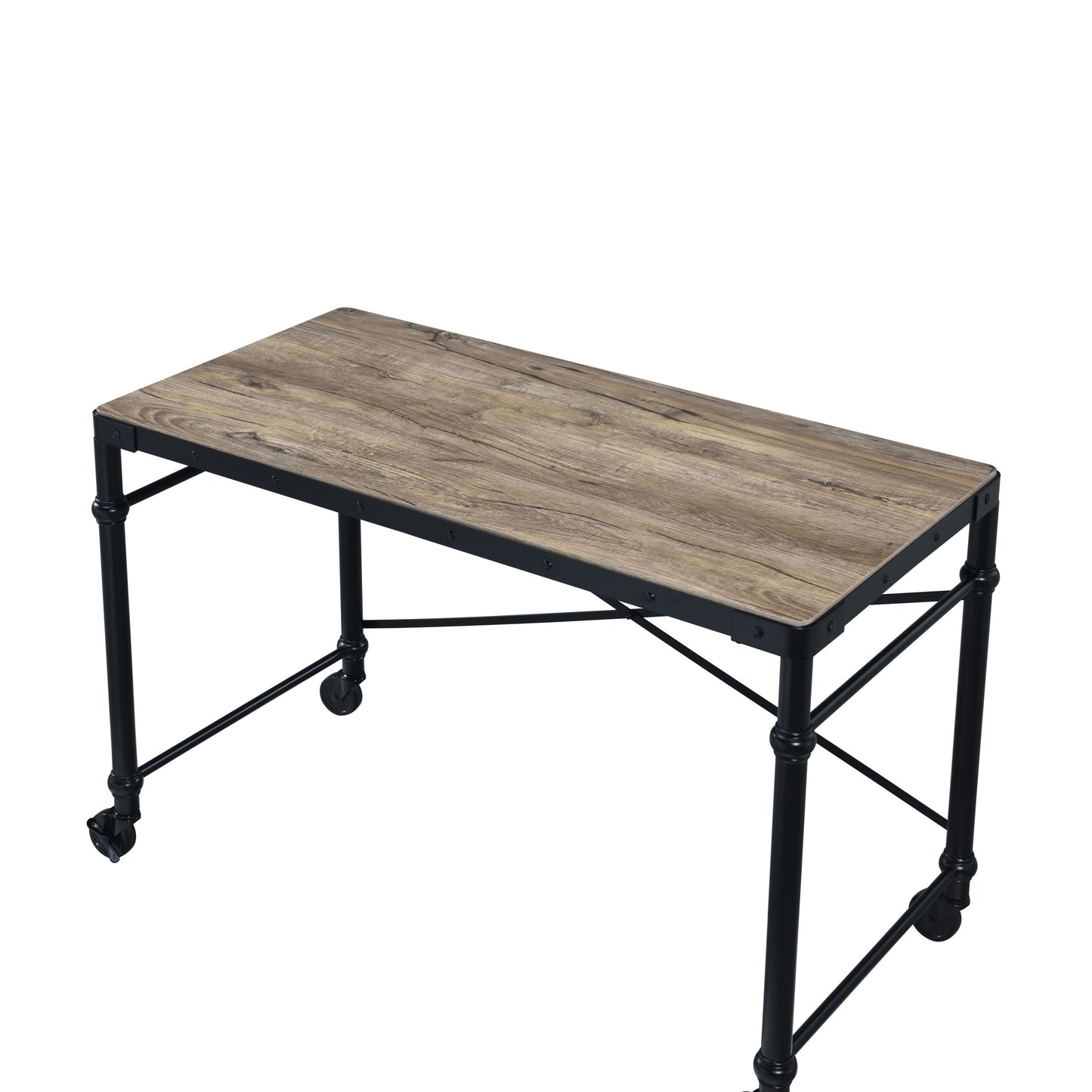 Rustic Oak & Black Industrial Writing Desk