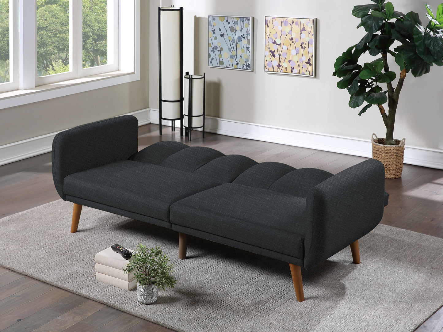 ADJUSTABLE SOFA in Black Faux Leather