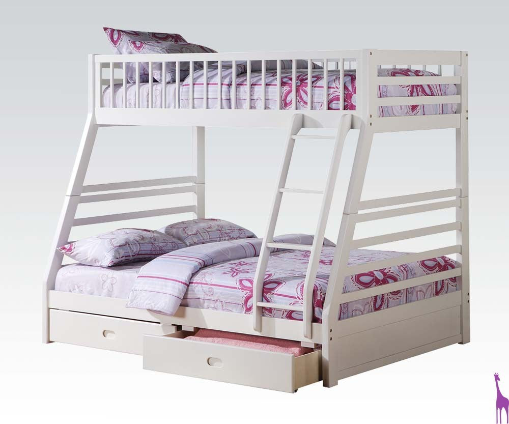 Stylish White Jason Bunk Bed with Twin/Full Size Sleep Configuration