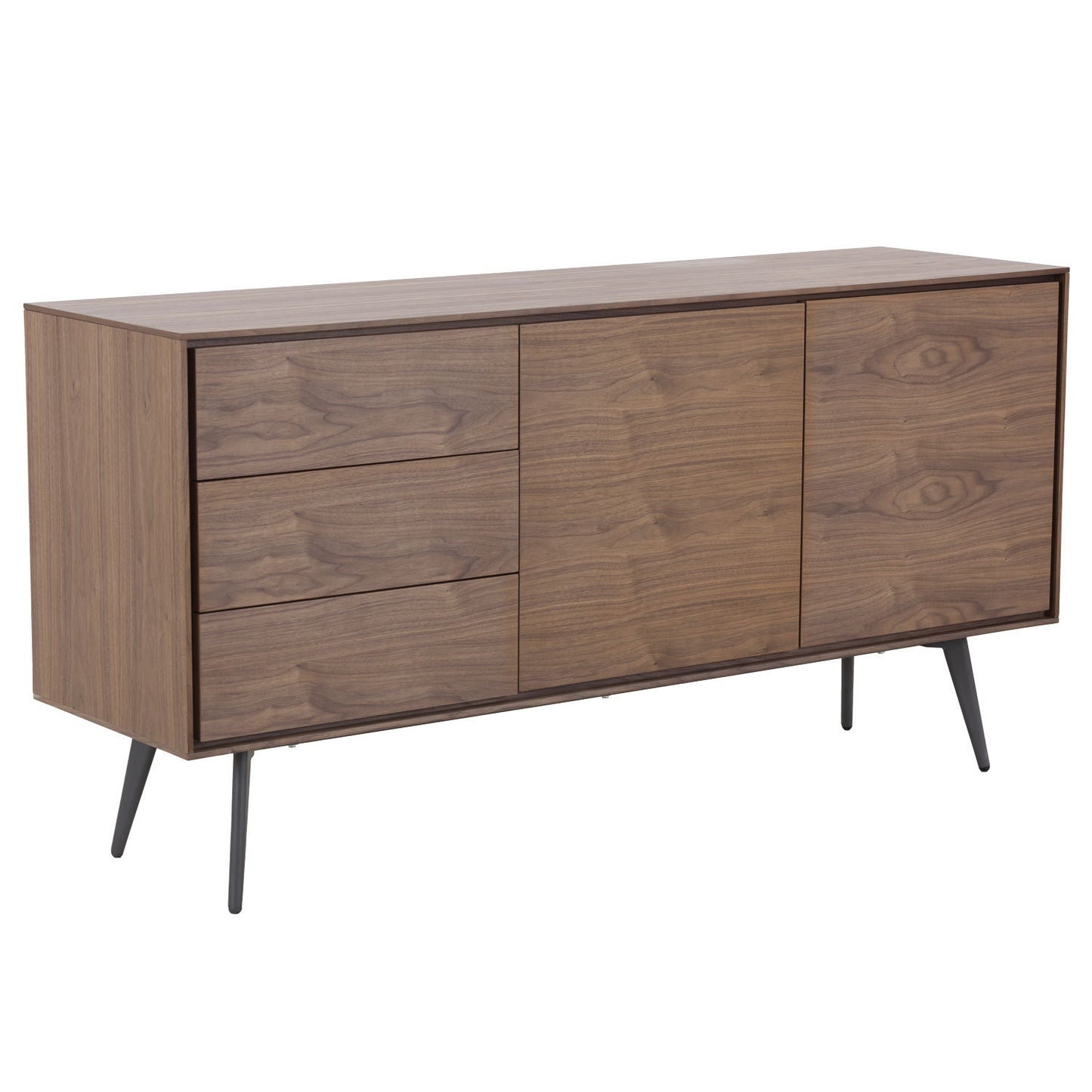 Stylish Walnut Sideboard and Buffet Cabinet with Ample Storage and Anti-Topple Design