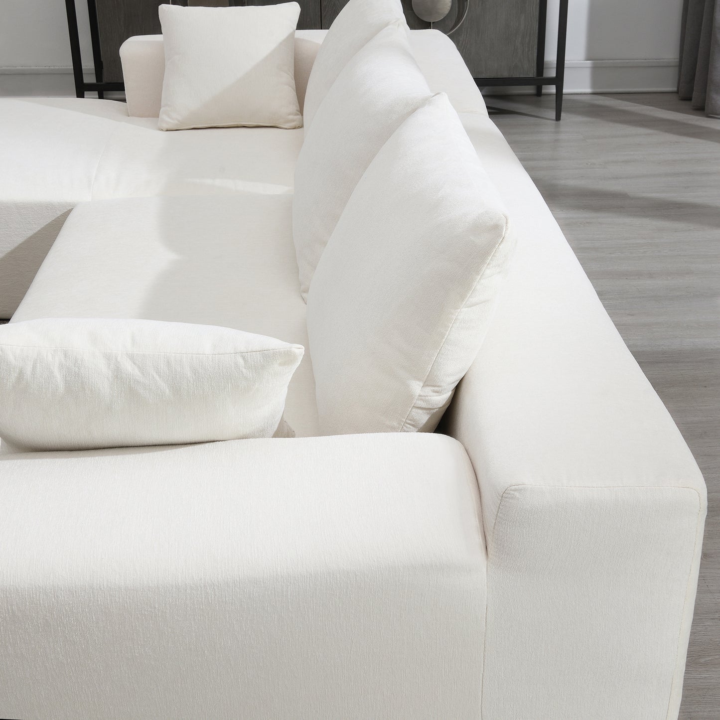 Chic White L-Shape Modular Sectional Sleeper Sofa Set