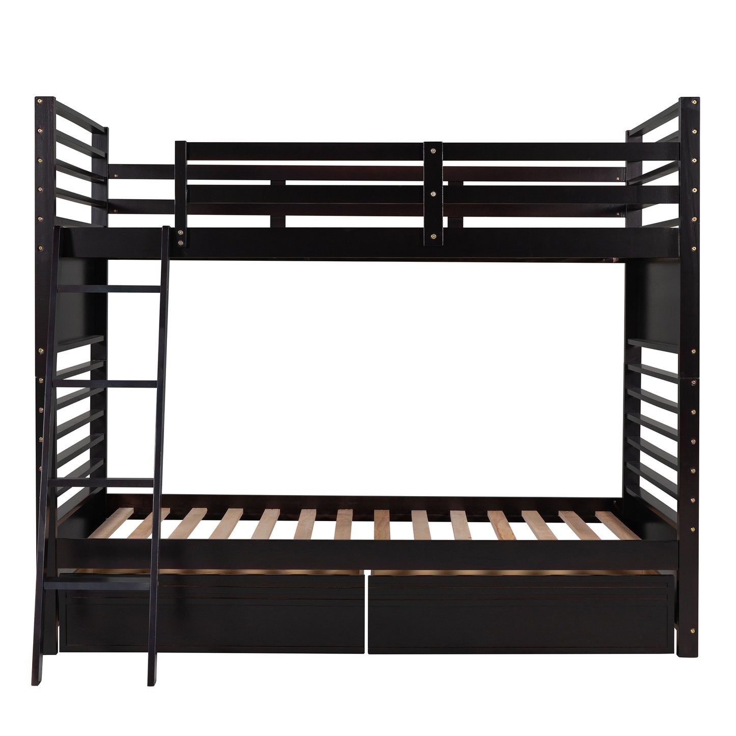 Espresso Twin Bunk Bed with Storage Drawers for Space Optimization