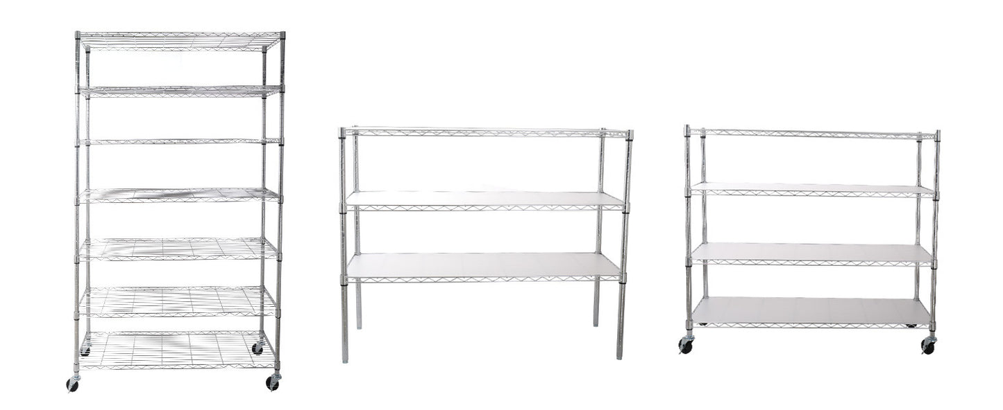 7 Tier Wire Shelving Unit, 2450 LBS NSF Height Adjustable Metal Garage Storage Shelves with Wheels, Heavy Duty Storage Wire Rack Metal Shelves - Chrome