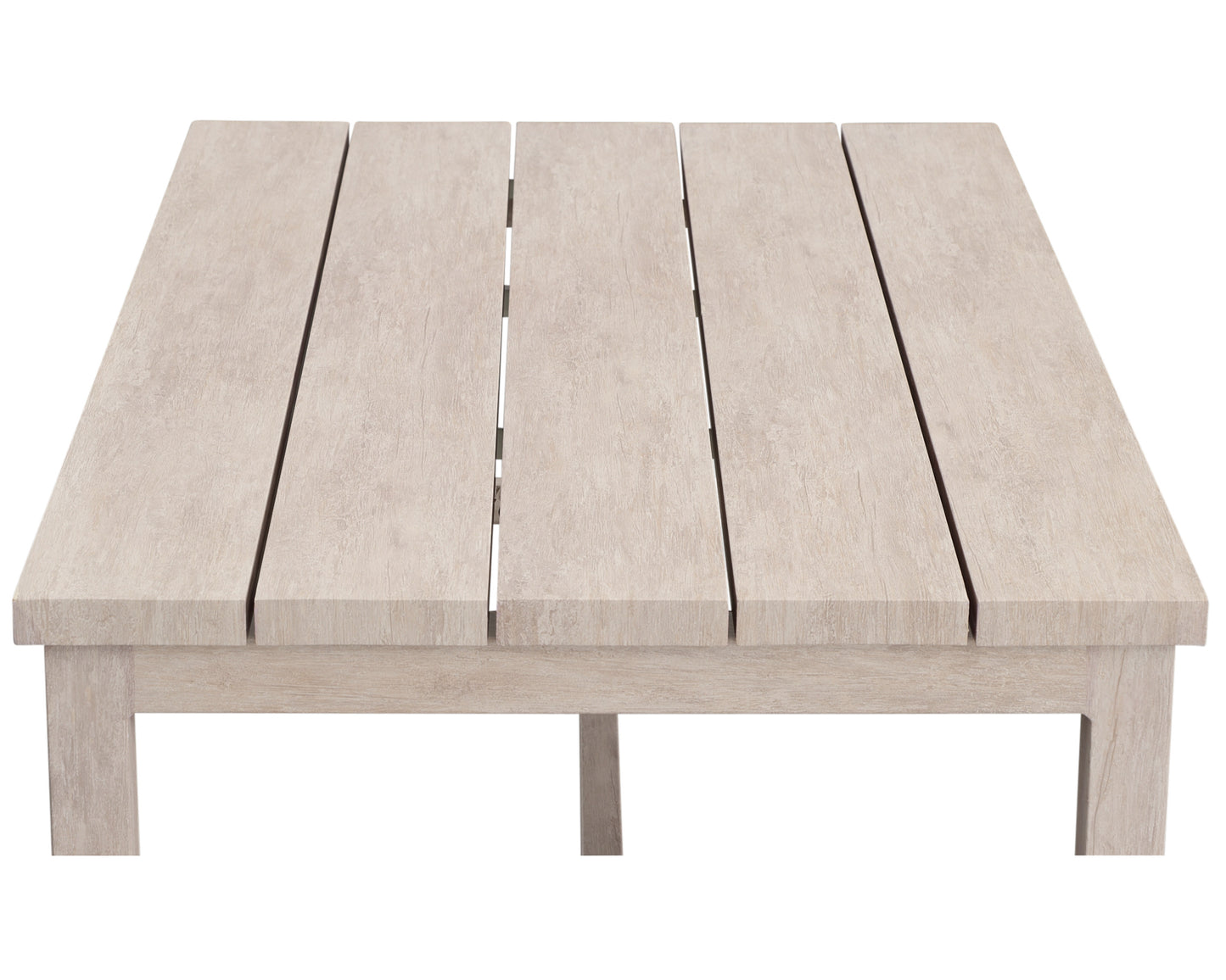 Sturdy Aluminum Outdoor Coffee Table - Elegant Whitewashed Birch Look, Enhanced Stability, Weather-Resistant Surface