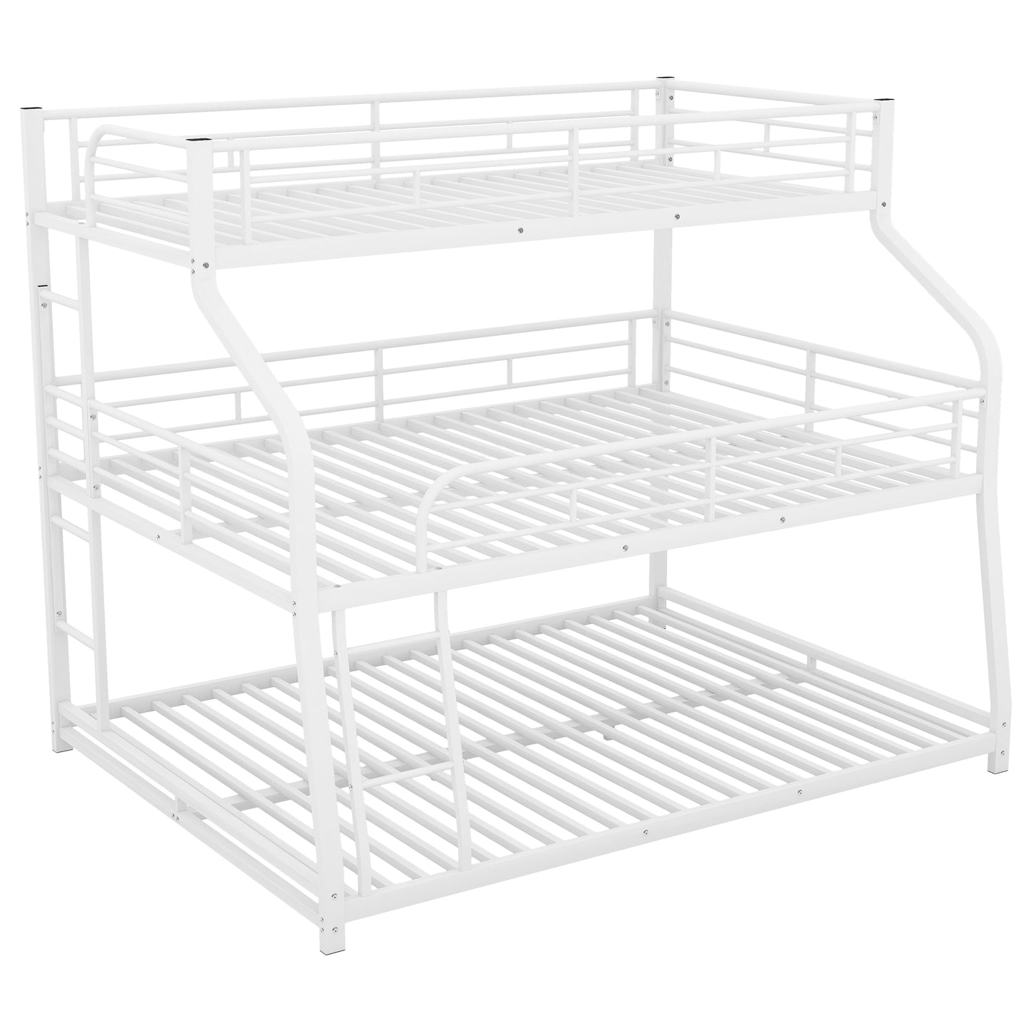 White Triple Bunk Bed with Twin XL/Full XL/Queen Sizes for Family-Friendly Spaces