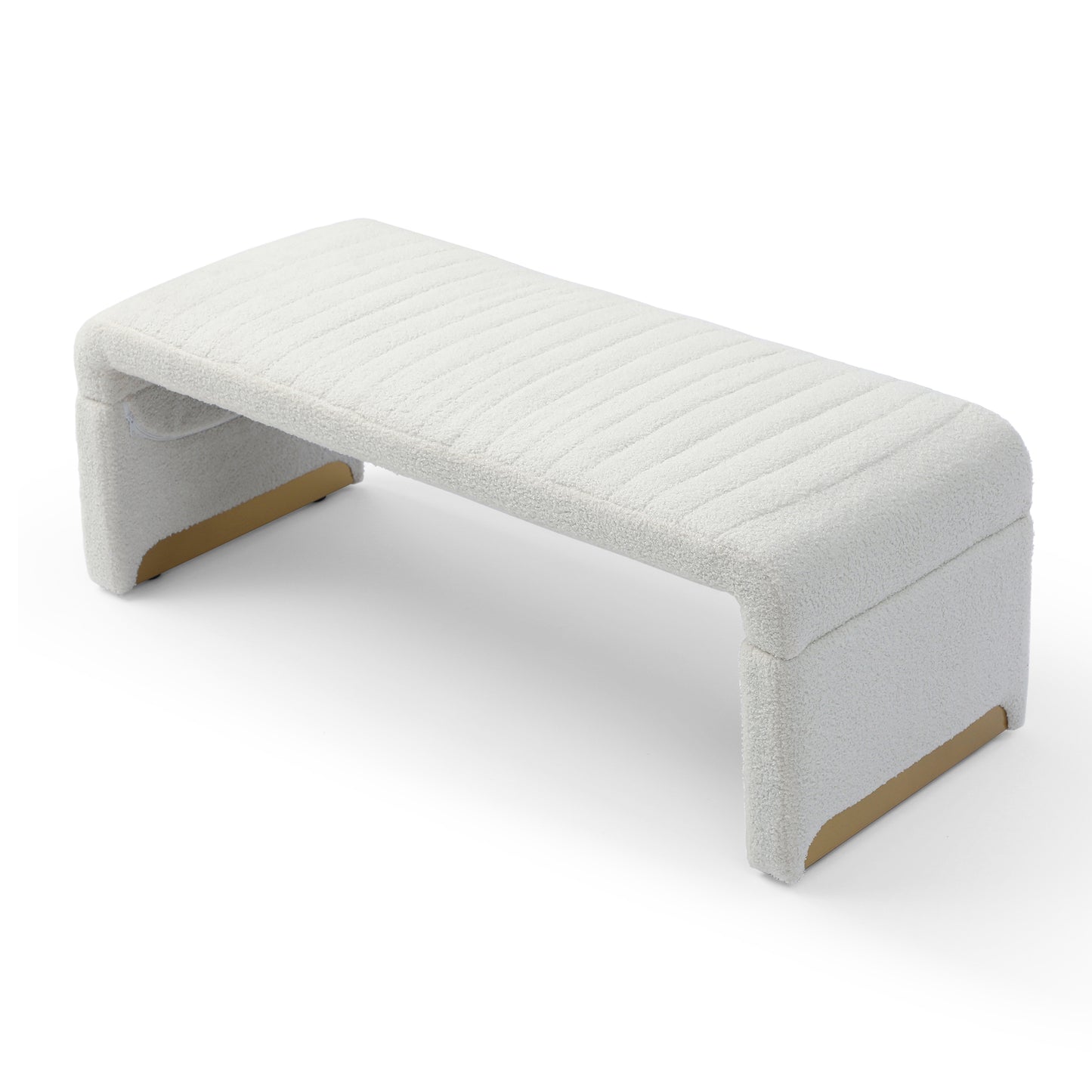 Modern Beige Ottoman Bench with Gold Bottom - Versatile and Stylish