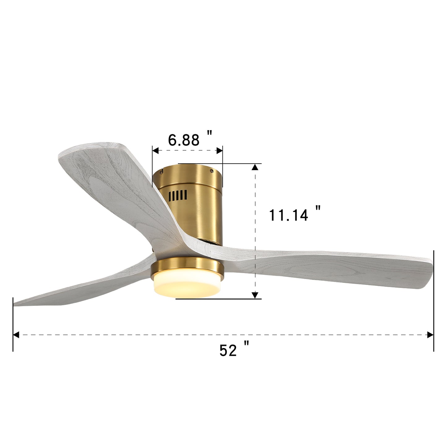 52 Inch Sleek LED Ceiling Fan With Remote Control and Color Changing Light