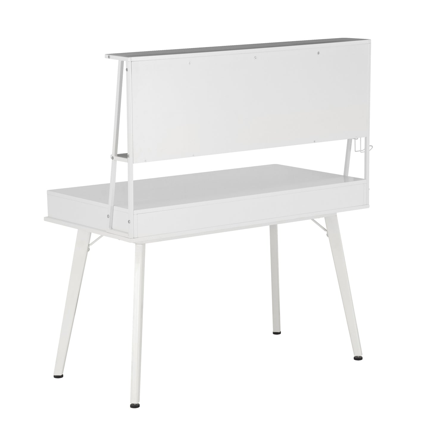 Multi-Purpose White Desk with Magnetic Whiteboard & Storage Shelf