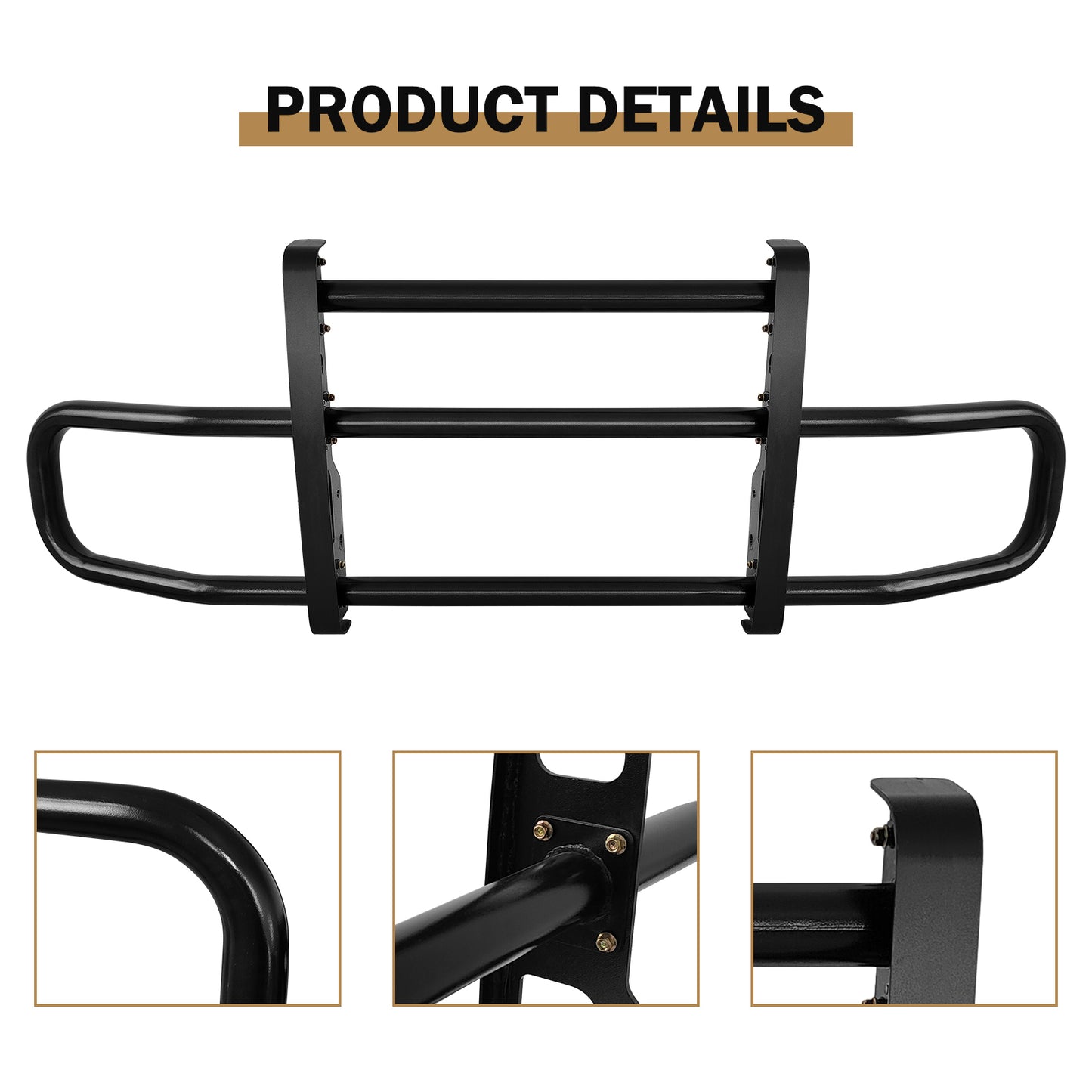 Black Integrated Deer Guard for Freightliner Cascadia 2018-2022 with Brackets