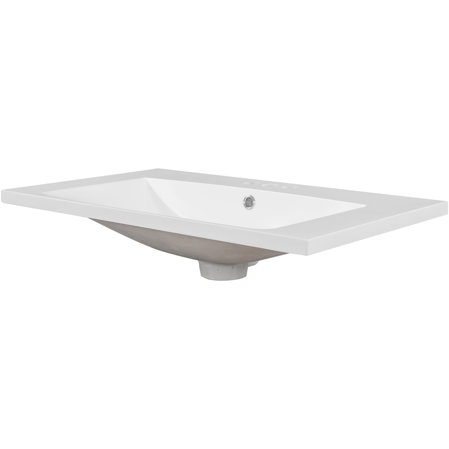 30" Single Bathroom Vanity Top with White Basin, 3-Faucet Holes, Ceramic, White