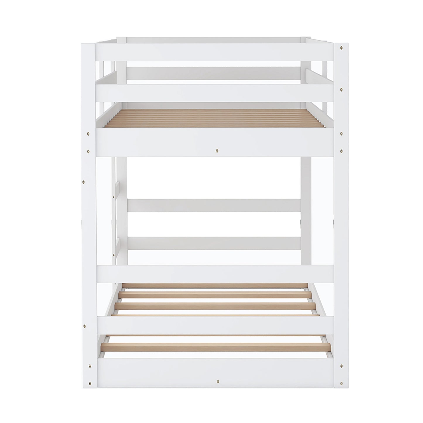 White Twin Bunk Bed with Ladder: Space-Saving Solid Pine Twin over Twin Bed