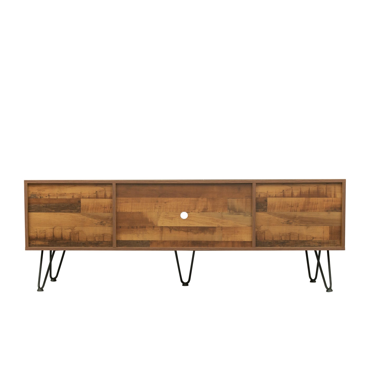 60-Inch Wide Rustic TV Stand with Storage Shelves and Cabinets