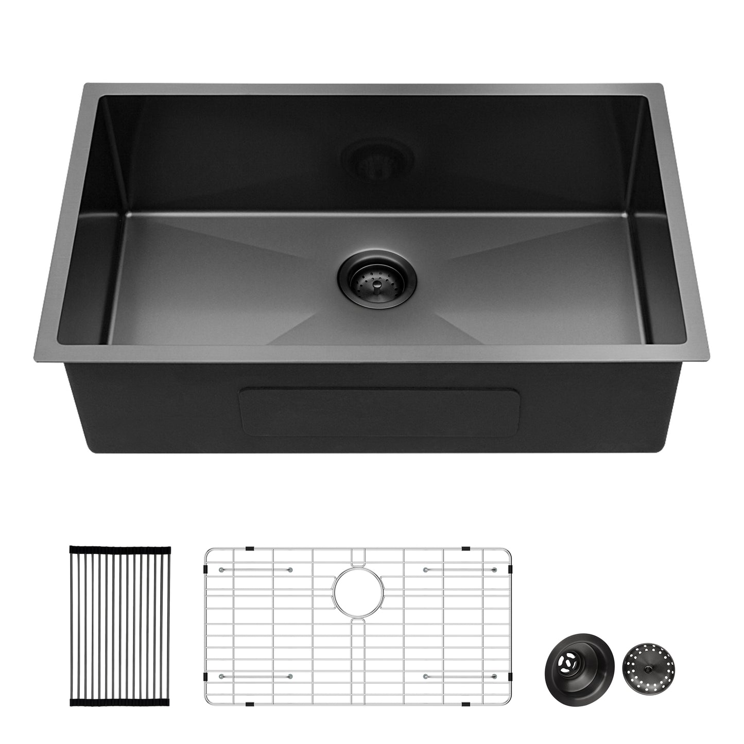 Gunmetal Black 30 Undermount Kitchen Sink - SUS304 Stainless Steel Single Bowl 10 Deep Sink