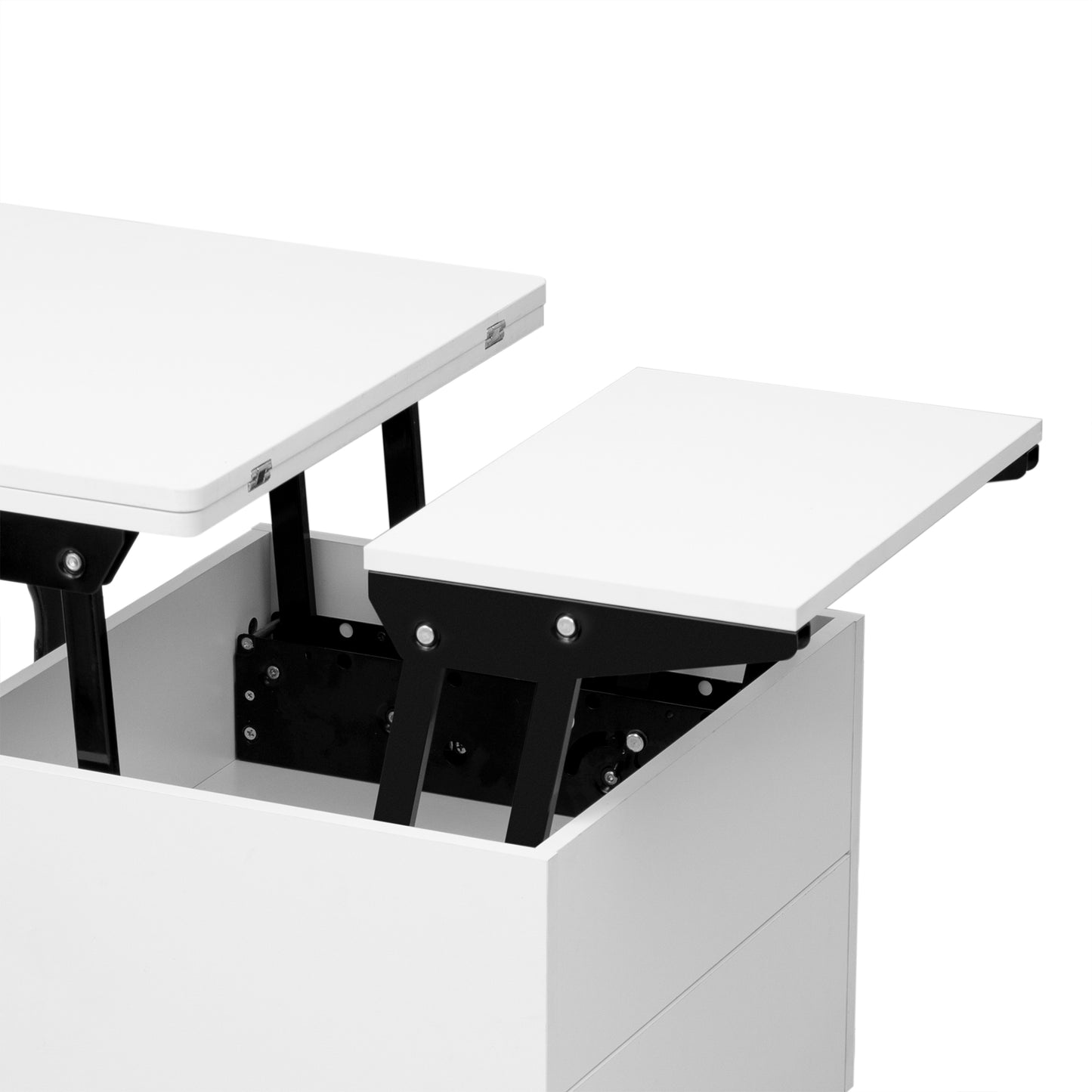 White Extendable Coffee Table with Storage & Lift Top