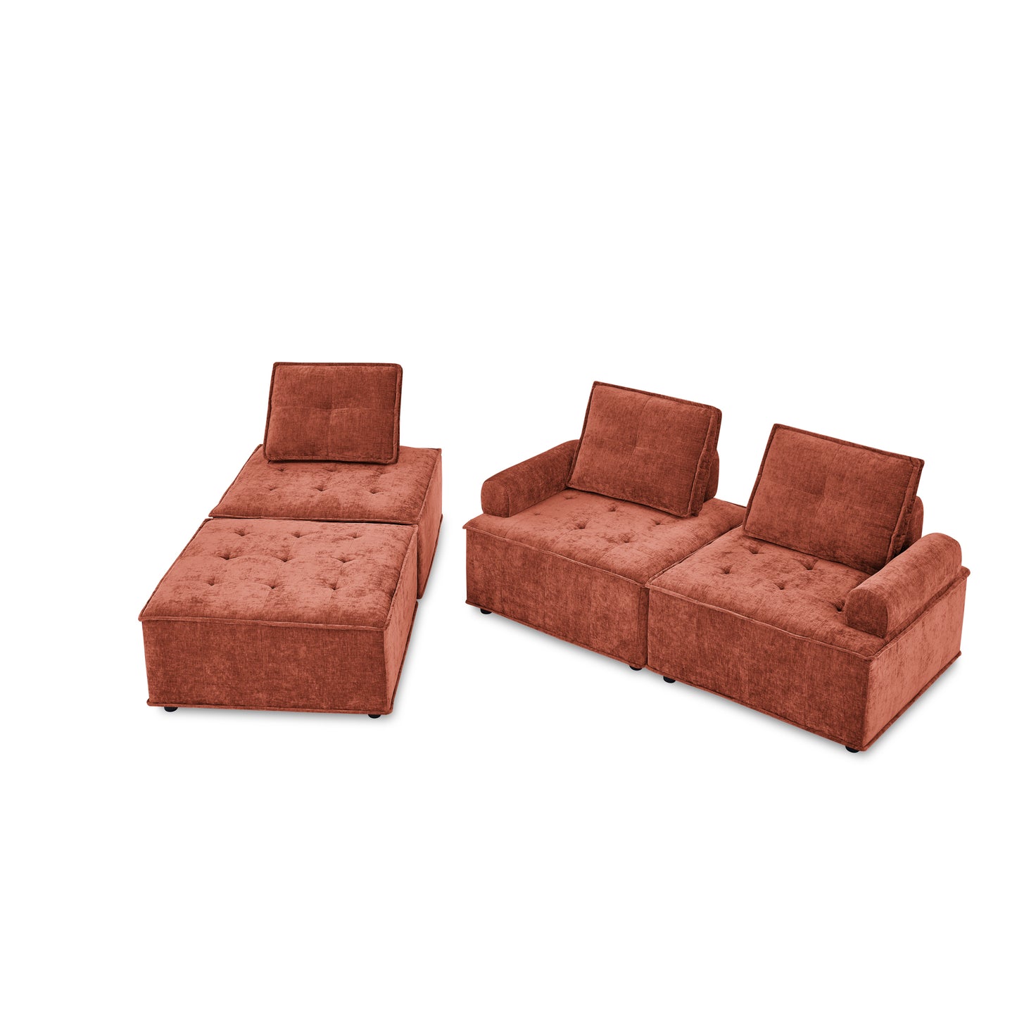 L-Shape Modular Sectional Sofa, DIY Combination, Chenille