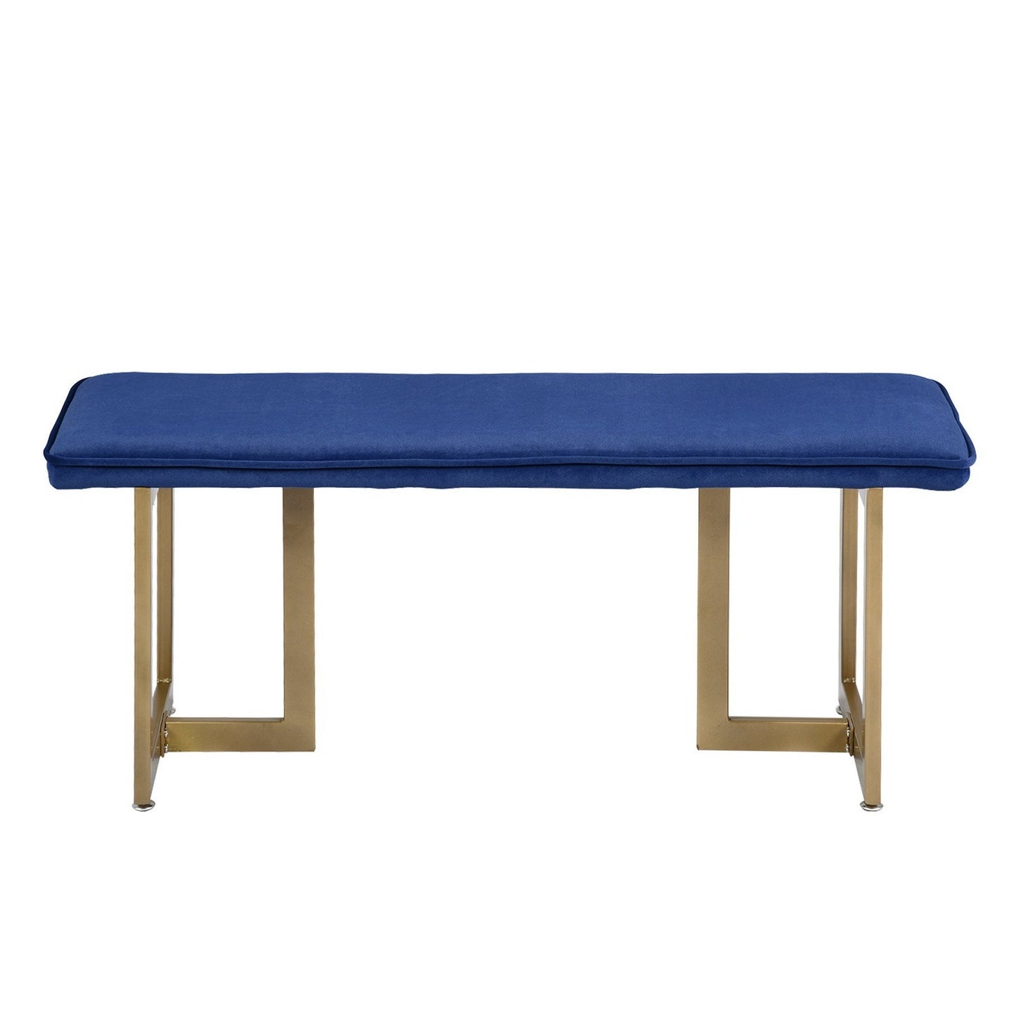 Set of 1 Upholstered Velvet Bench 44.5" W x 15" D x 18.5" H,Golden Powder Coating Legs  - BLUE