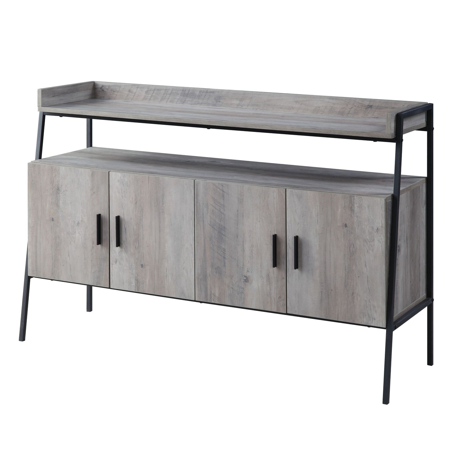 Samiya TV Stand with Industrial Gray Oak and Black Finish