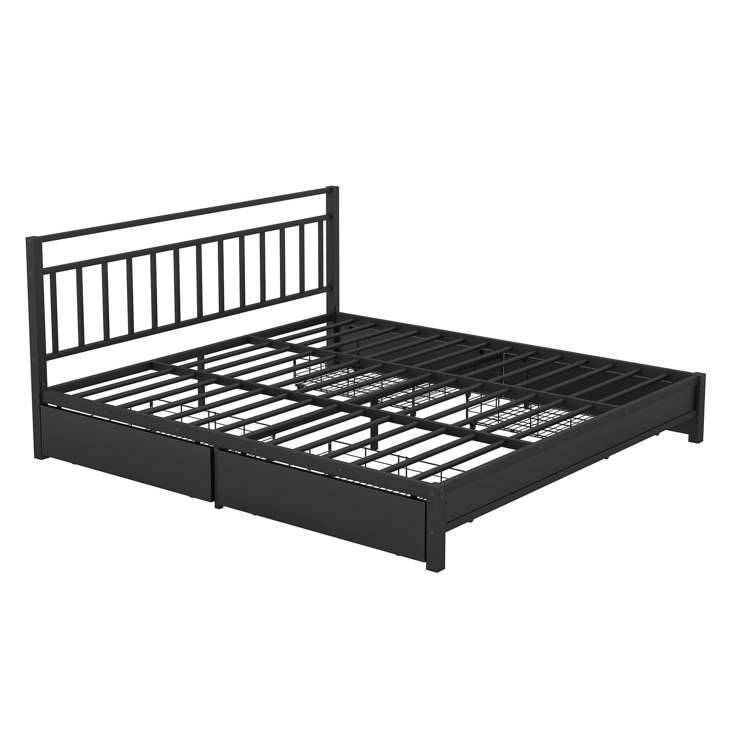 King Size Storage Platform Bed with 4 Drawers, Black