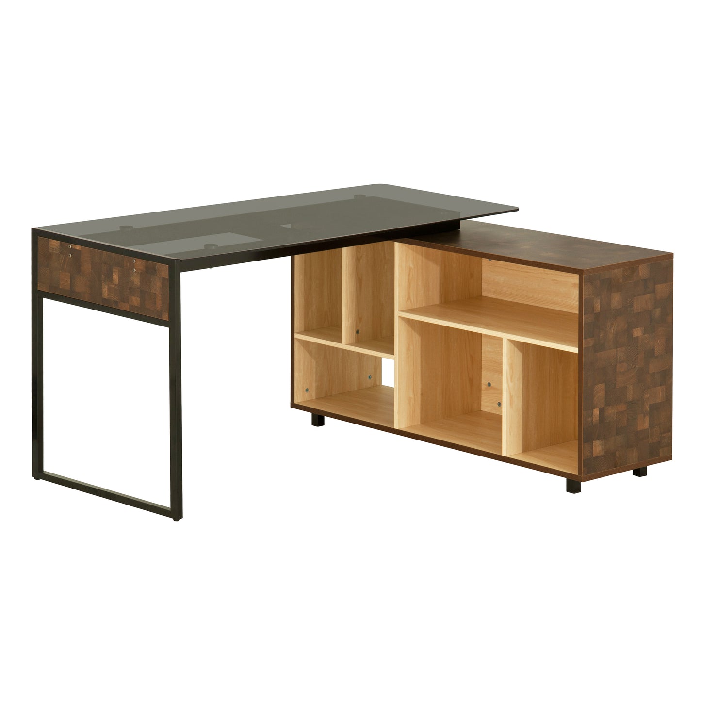 Modern Oak L-Shaped Corner Desk with Plentiful Storage Options