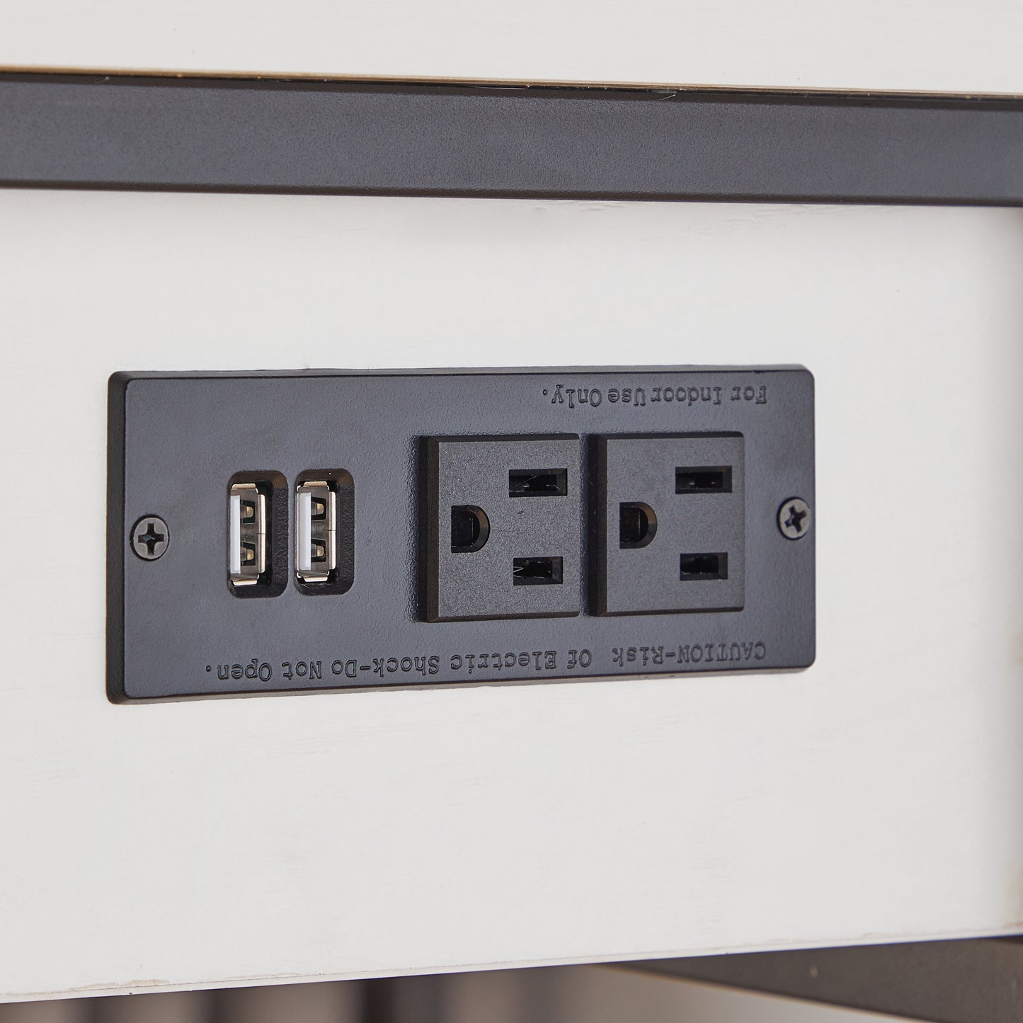 Sleek White End Table with Charging Station for Living Room and Bedroom