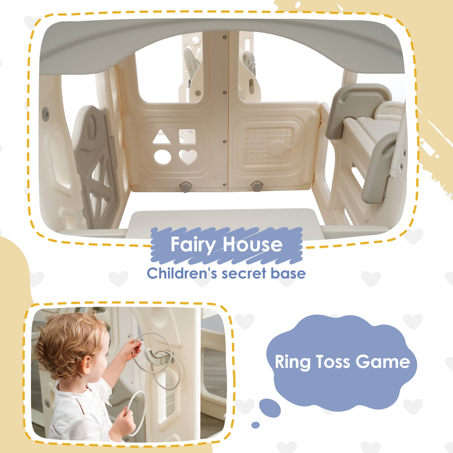 6-in-1 Toddler Slide and Swing Set with Fairy House for Babies