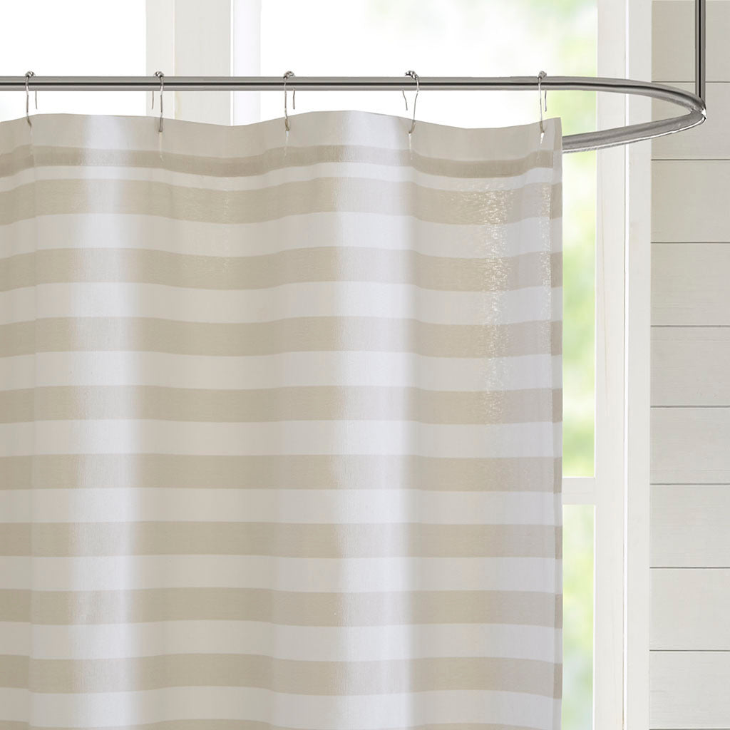 Striped Blended Yarn Dyed Woven Shower Curtain by Madison Park Aviana