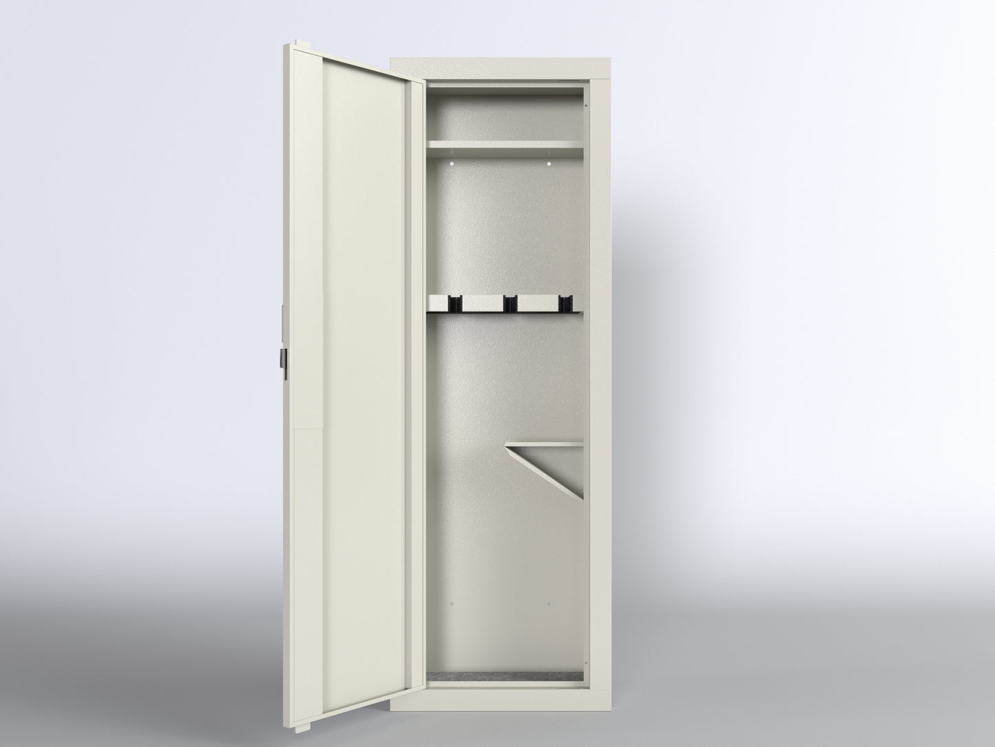 White Wall-Mounted Gun Safe with Digital Keypad and Hidden Storage