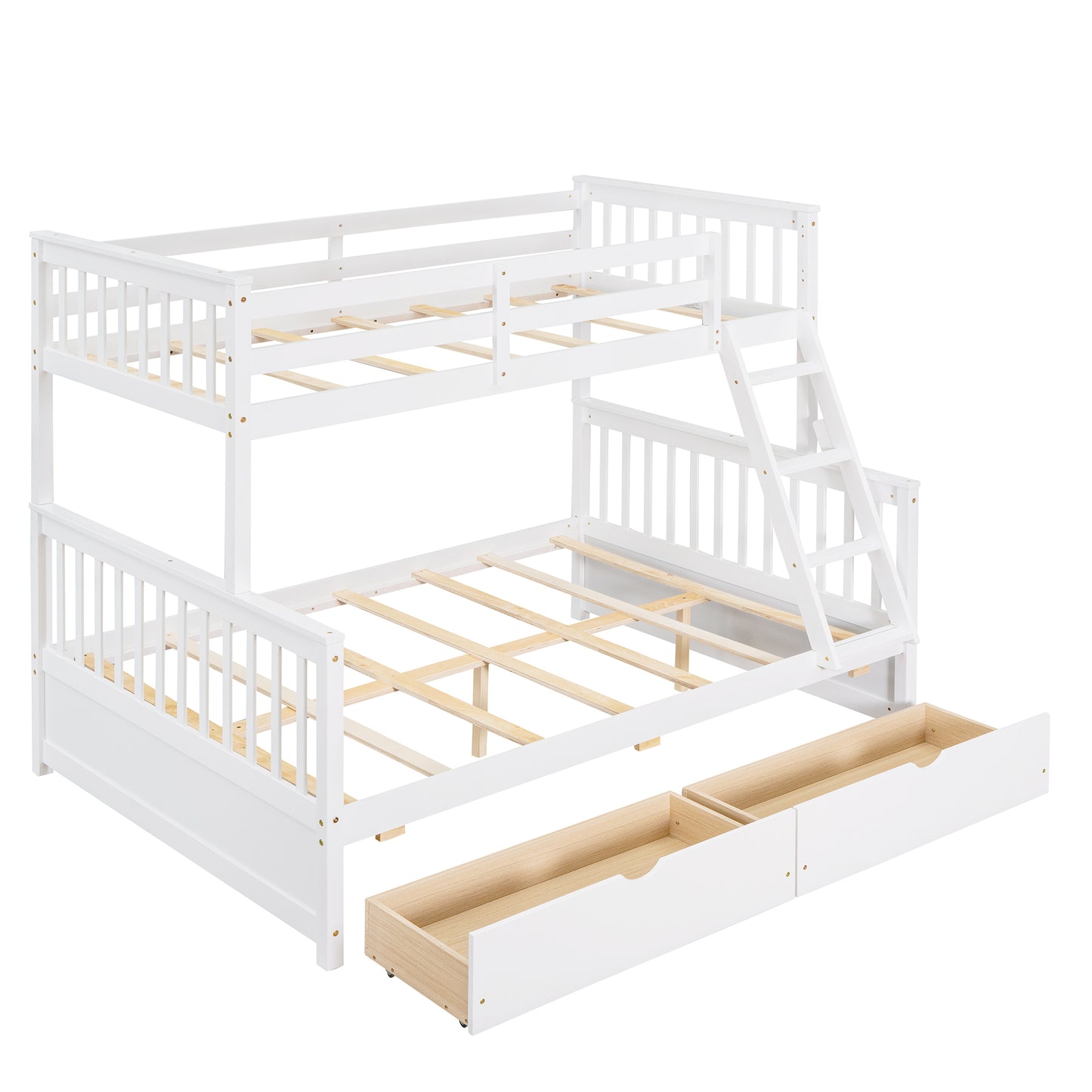 Twin/Full Bunk Bed with Stairs, Drawers, and Flexible Layout