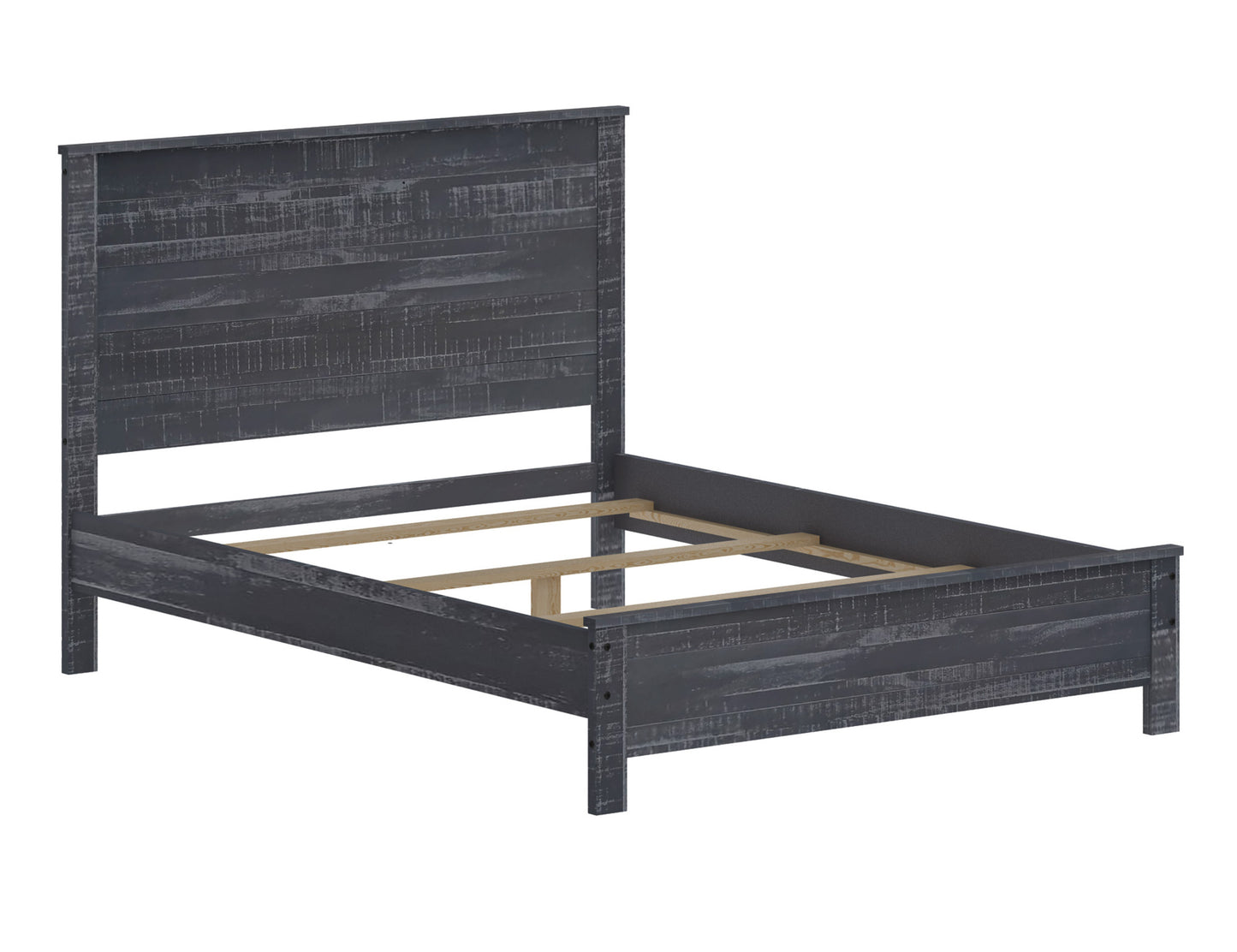 Albany Solid Wood Full Bed Frame with Headboard, Heavy Duty Modern Rustic Full Size Bed Frames, Box Spring Needed