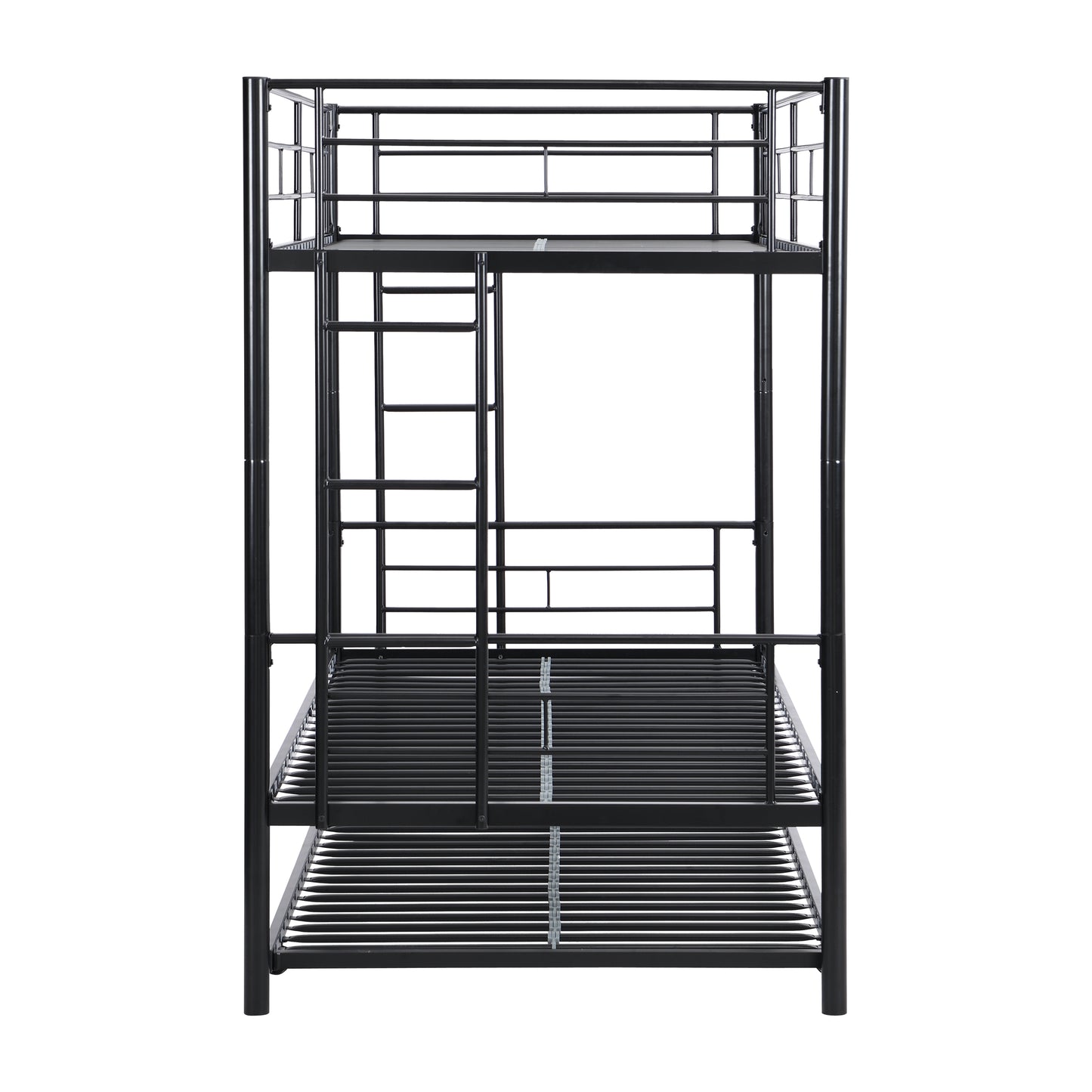 Triple Metal Bunk Bed with Trundle in Elegant Black