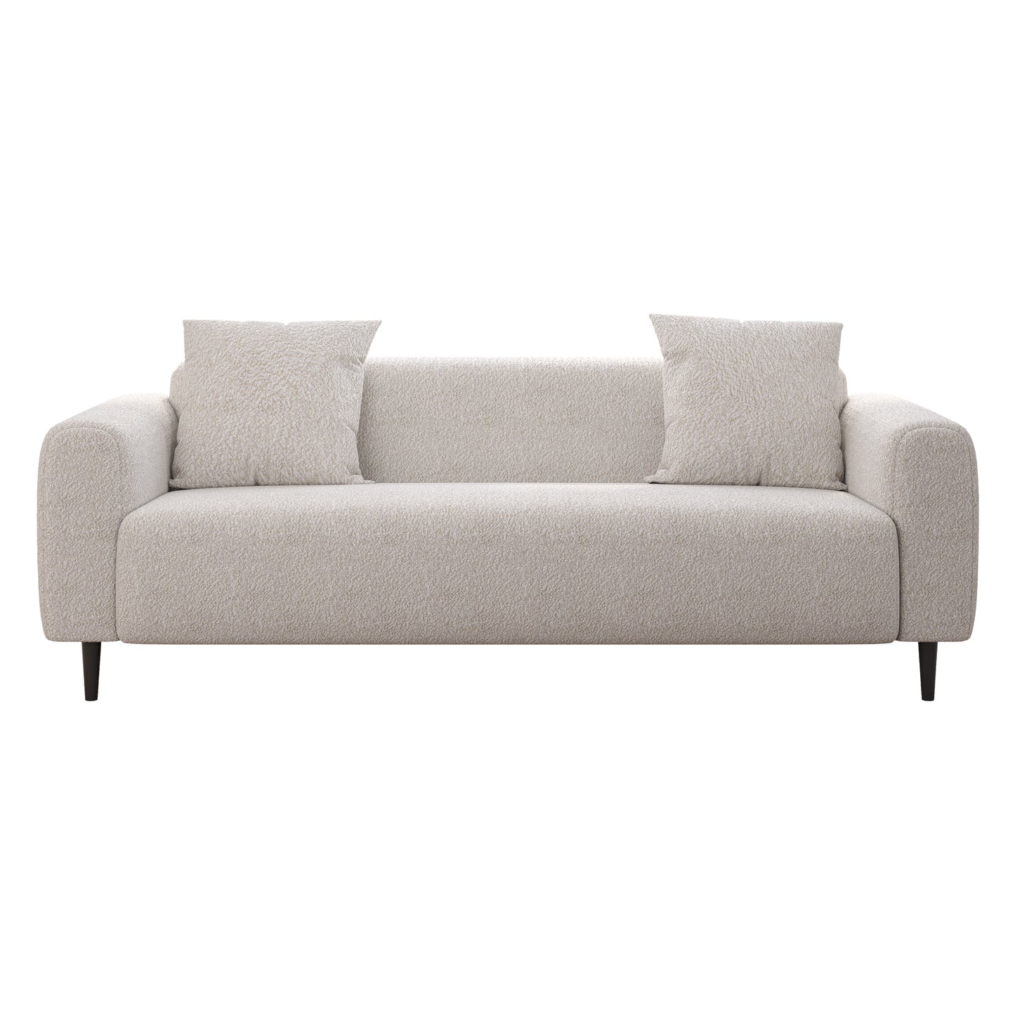 Spacious 77.2″ Modern Two-Seat Sofa in White Mohair Granular Velvet