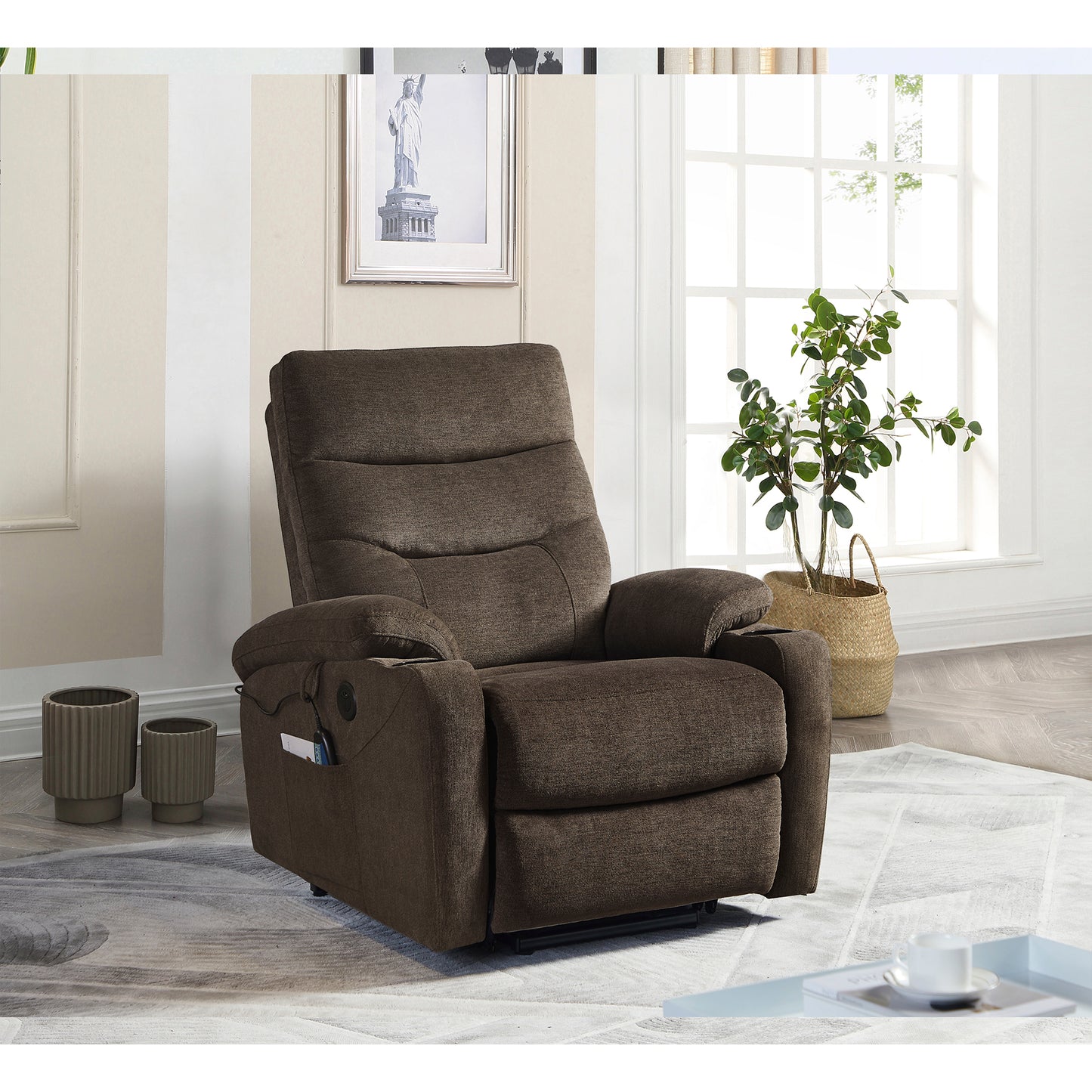 Elderly Comfort Electric Power Lift Recliner Chair with Massage and Heat, 3 Positions, High-end Quality Fabric