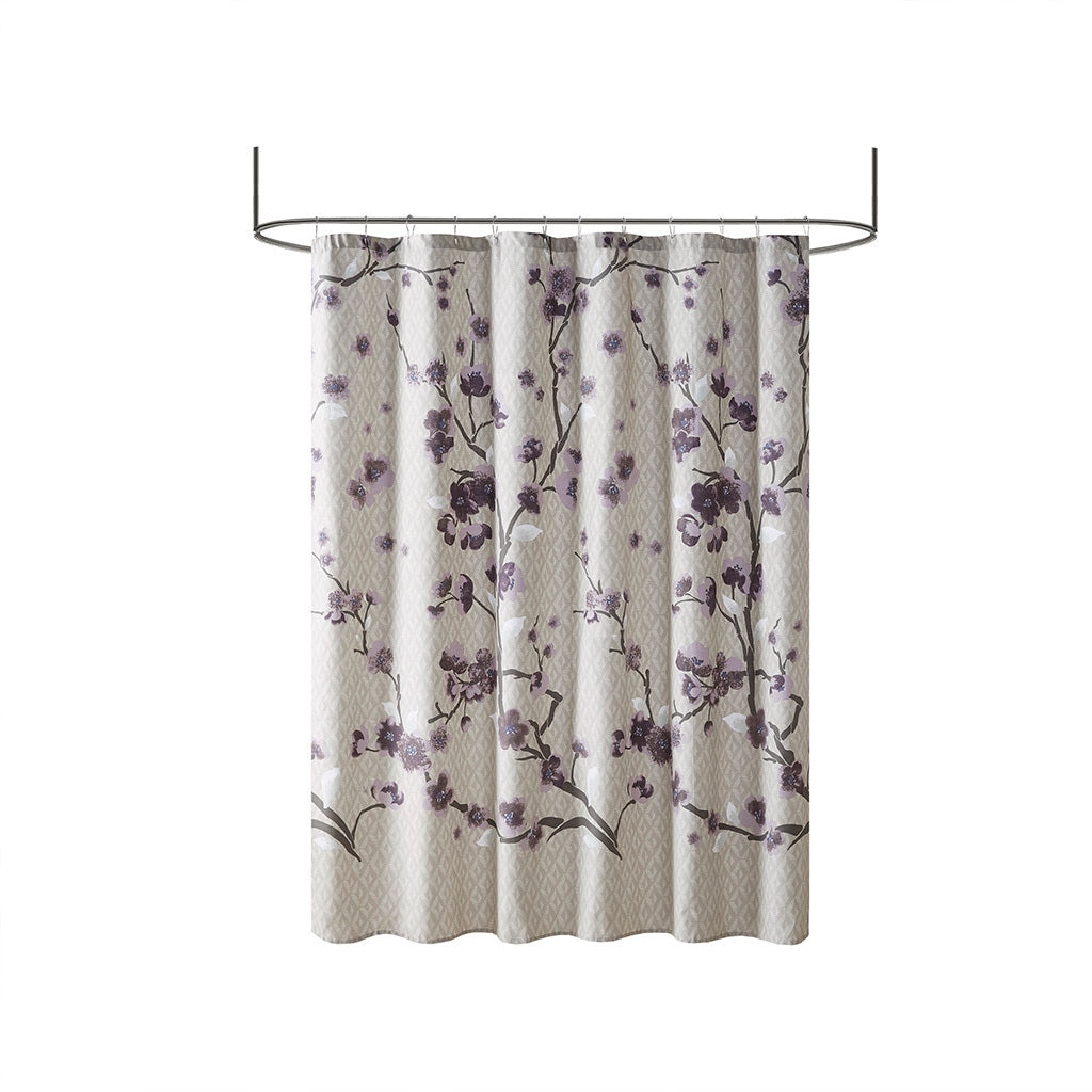 Cherry Blossom Floral Cotton Shower Curtain