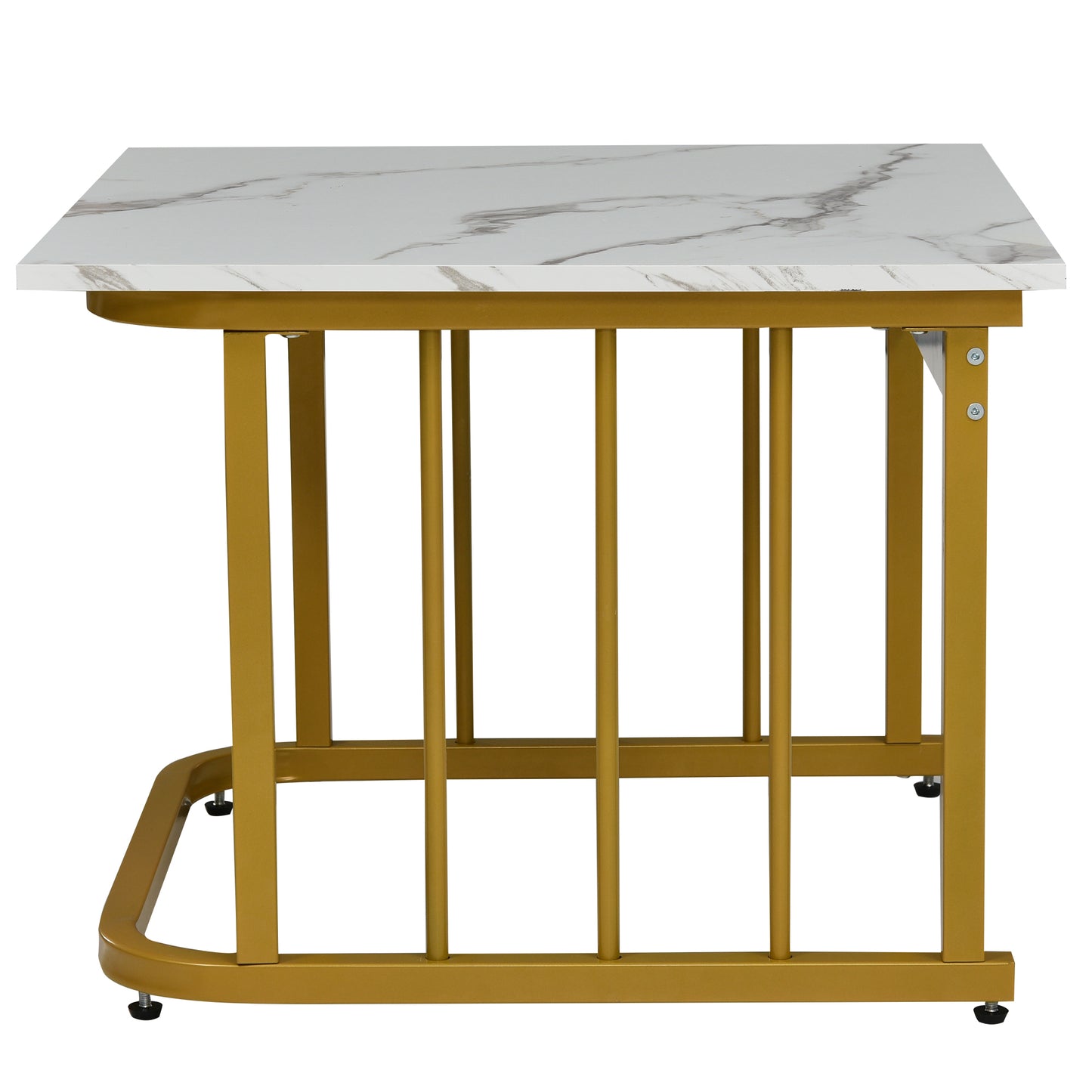 Elegant Marble Coffee Table Set with Metallic Finish and Storage Options