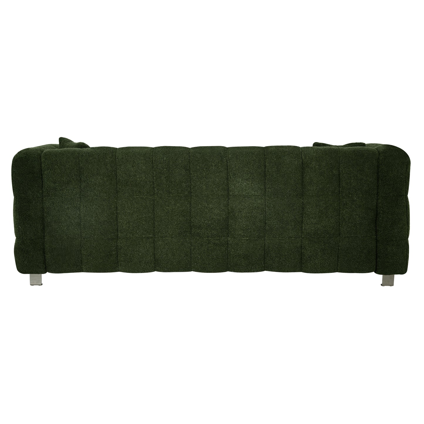 Green teddy fleece sofa 80 "discharge in living room bedroom with two throw pillows hardware foot support